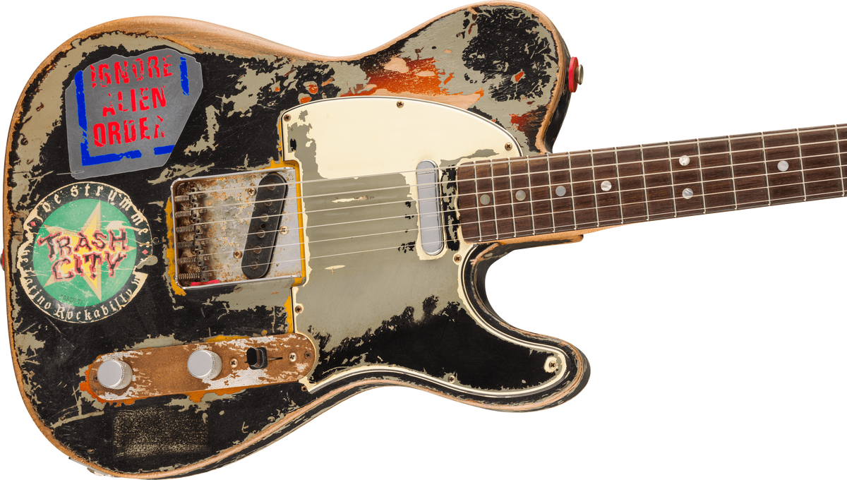 Fender Custom Shop Joe Strummer Tele Masterbuilt P.waller Ltd 2s Ht Rw - Super Heavy Relic Black O. 3-color Sunburst - Guitarra eléctrica de autor - V