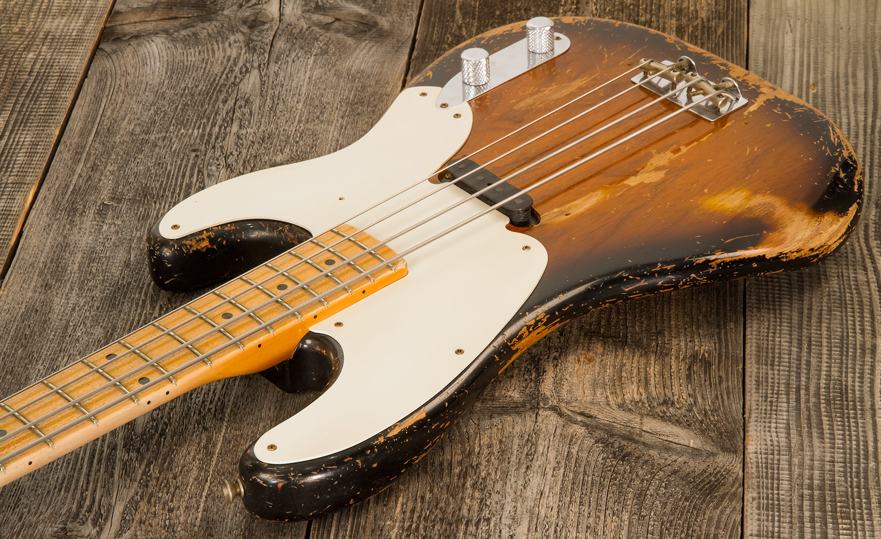 Fender Custom Shop Precision Bass 1955 Masterbuilt D.galuszka #xn3431 - Heavy Relic 2-color Sunburst - Bajo eléctrico de cuerpo sólido - Variation 2