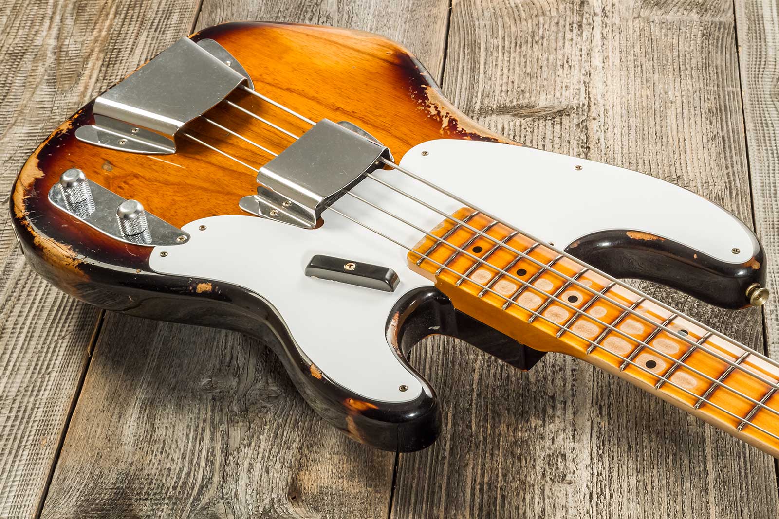 Fender Custom Shop Precision Bass 1955 Mn #r133839 - Heavy Relic 2-color Sunburst - Bajo eléctrico de cuerpo sólido - Variation 2