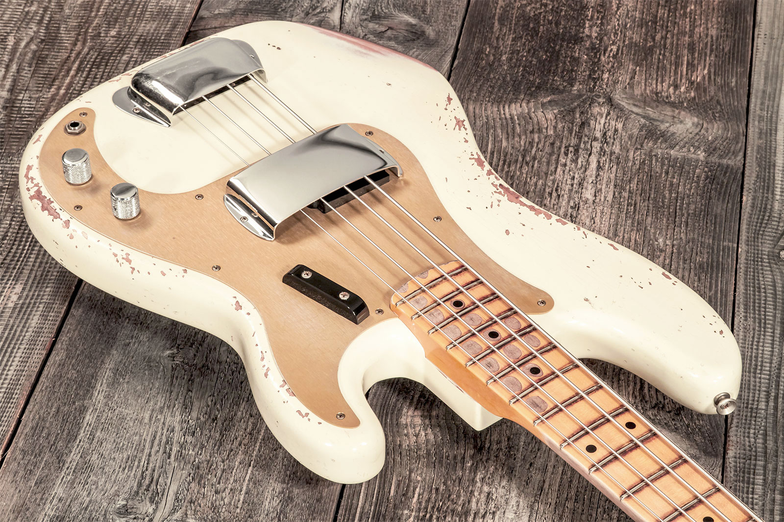Fender Custom Shop Precision Bass 1958 Mn #cz569181 - Heavy Relic Vintage White - Bajo eléctrico de cuerpo sólido - Variation 2
