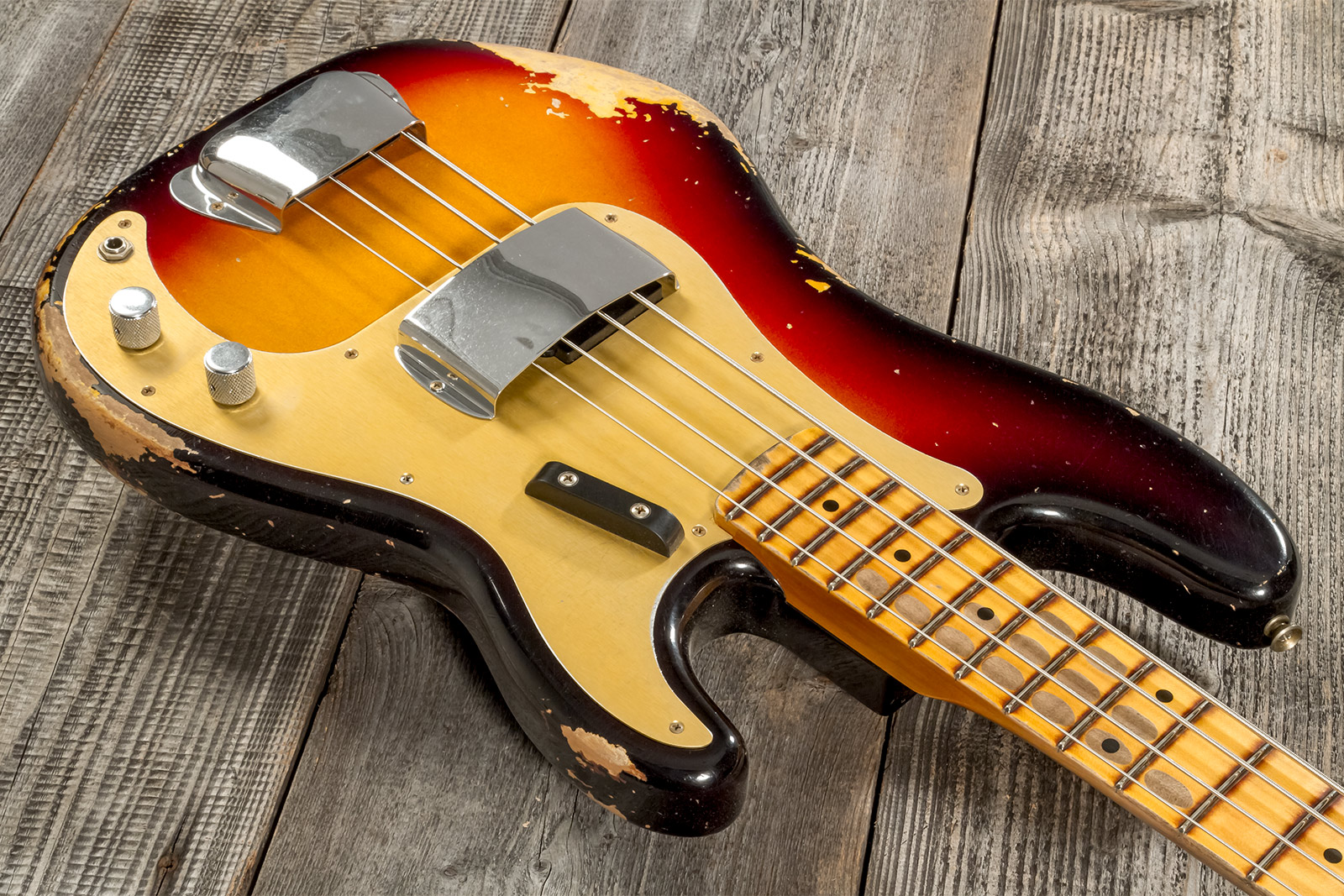 Fender Custom Shop Precision Bass 1958 Mn #cz573256 - Heavy Relic 3-color Sunburst - Bajo eléctrico de cuerpo sólido - Variation 2