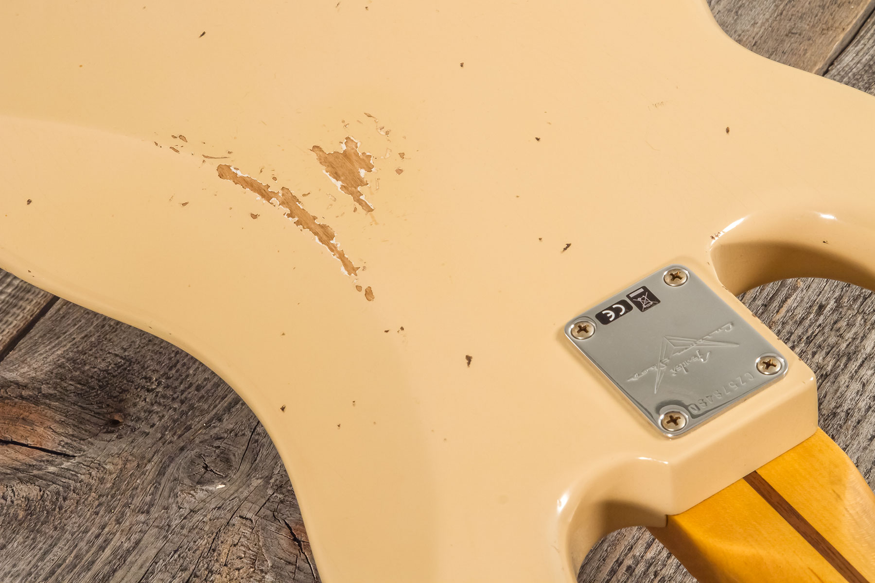 Fender Custom Shop Precision Bass 1958 Mn #cz578480 - Relic Aged Desert Sand - Bajo eléctrico de cuerpo sólido - Variation 9