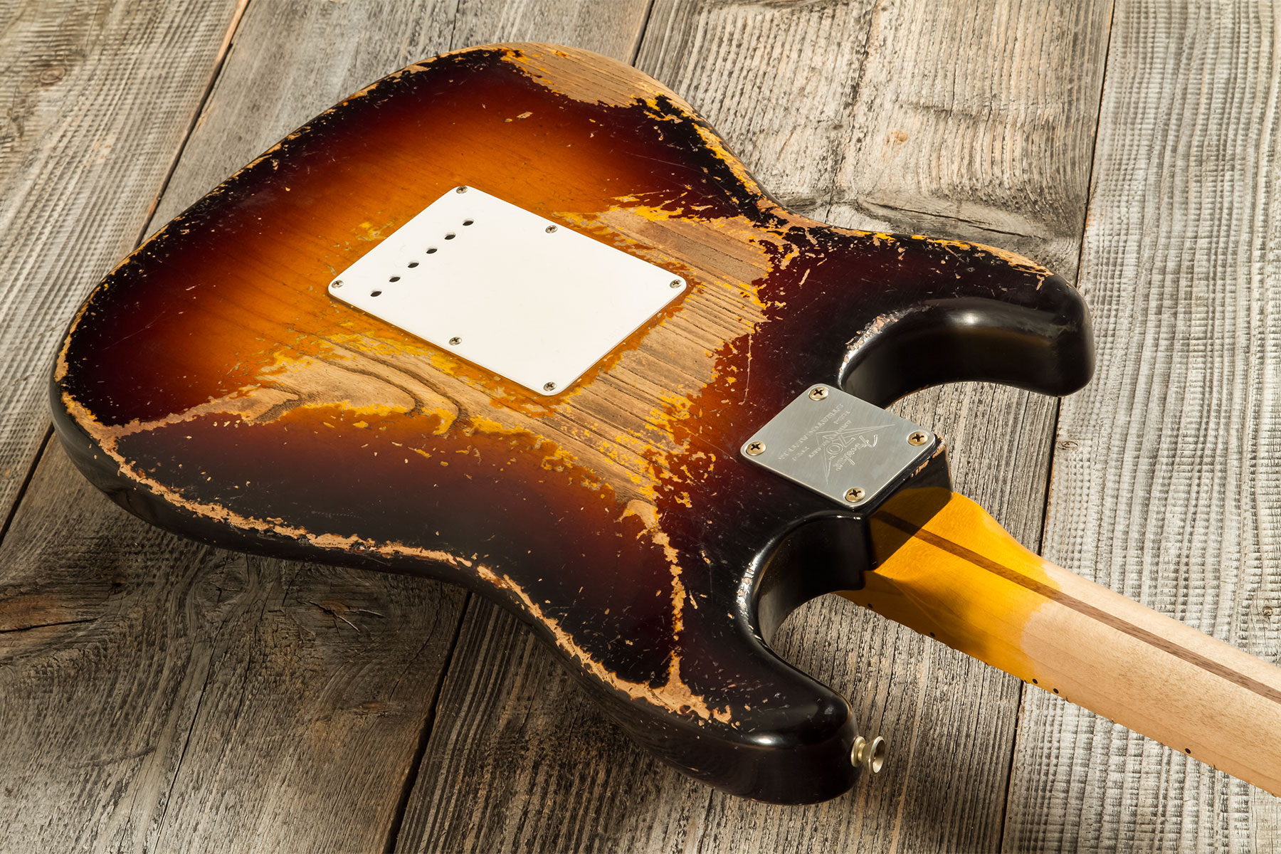 Fender Custom Shop Strat 1954 70th Ann. Mb A.hicks 3s Trem Mn #4681 - Super Heavy Relic 2-color Sunburst - Guitarra eléctrica con forma de str. - Vari