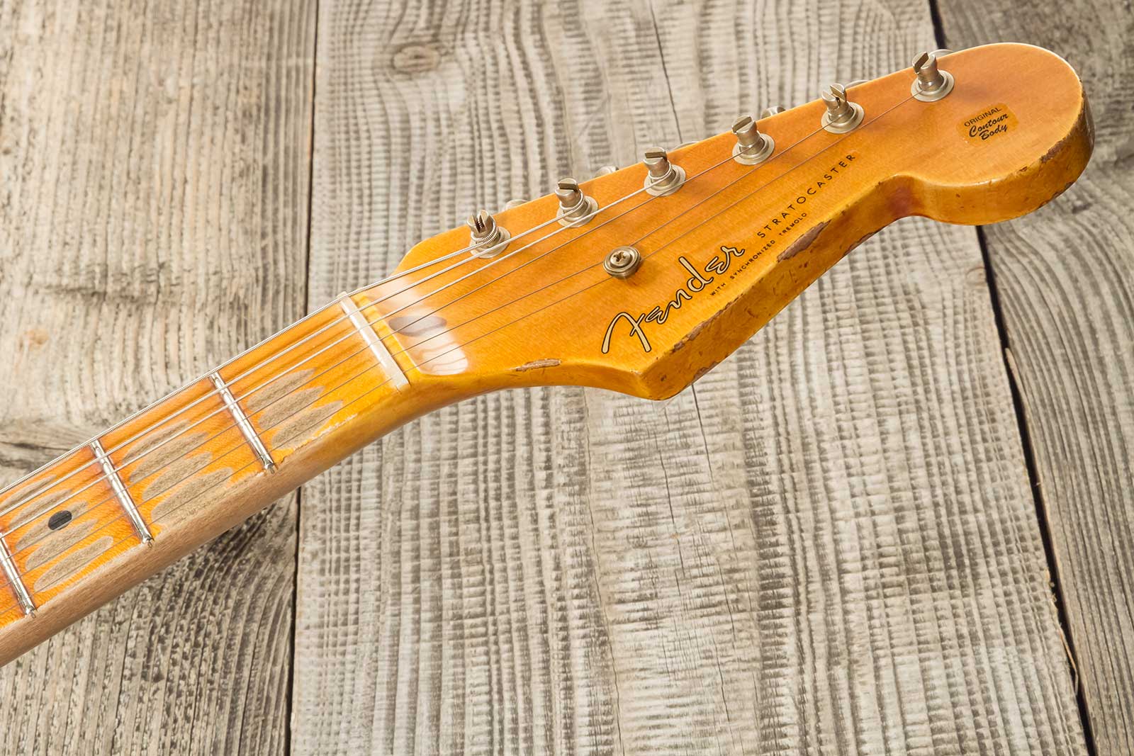 Fender Custom Shop Strat 1954 70th Anniv. 3s Trem Mn #xn4324 - Heavy Relic Wide Fade 2-color Sunburst - Guitarra eléctrica con forma de str. - Variati