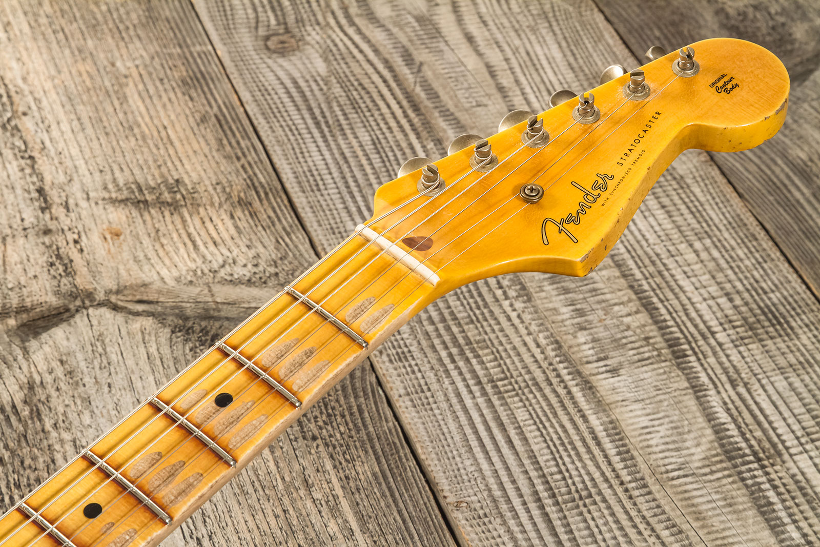 Fender Custom Shop Strat 1954 70th Anniv. 3s Trem Mn #xn4342 - Relic Vintage Blonde - Guitarra eléctrica con forma de str. - Variation 9