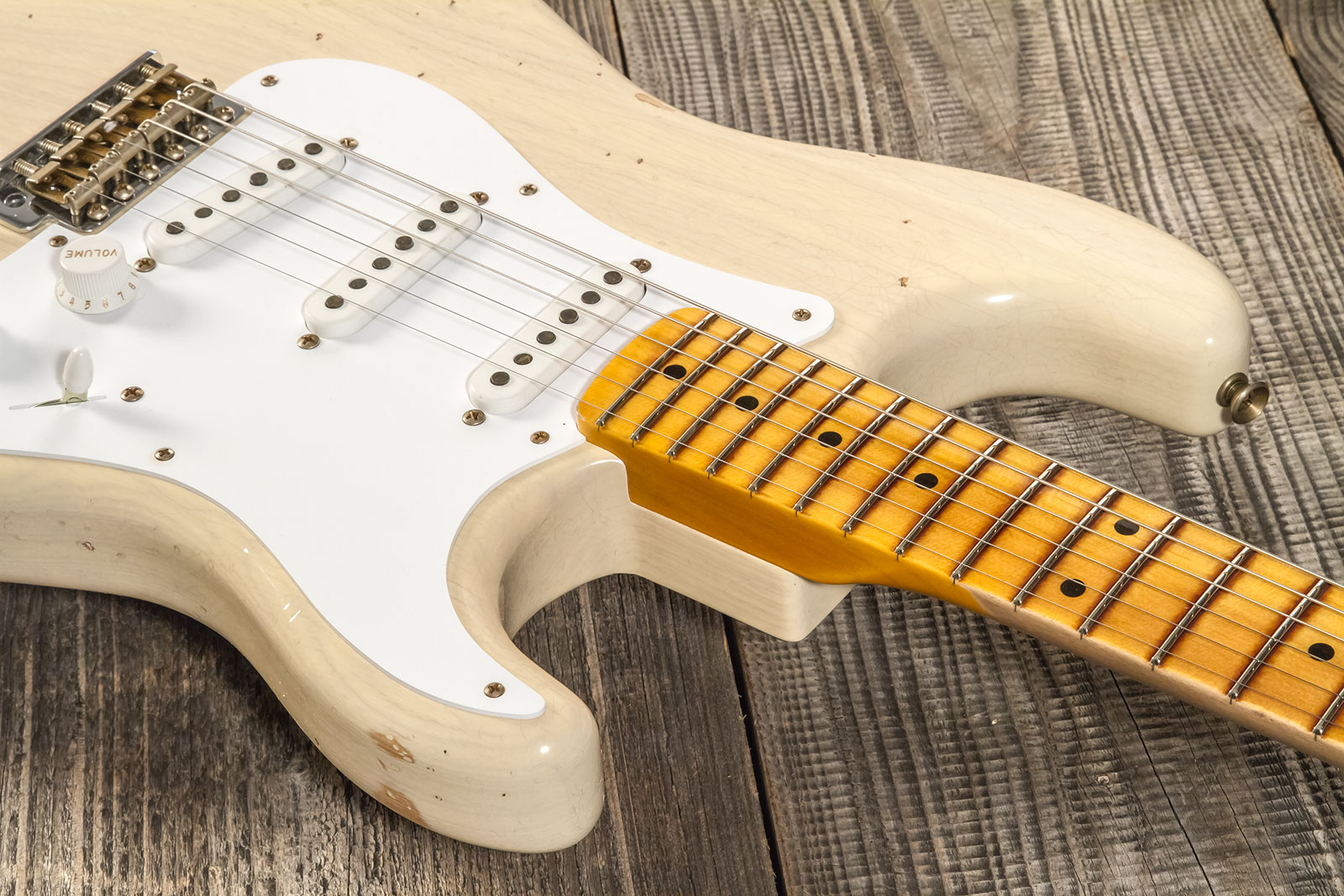 Fender Custom Shop Strat 1954 70th Anniv. 3s Trem Mn #xn4342 - Relic Vintage Blonde - Guitarra eléctrica con forma de str. - Variation 4