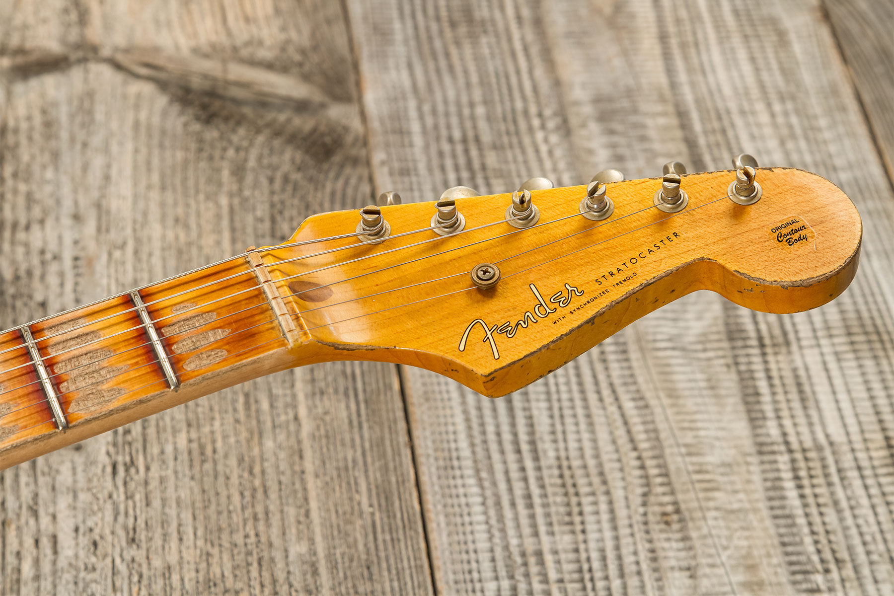 Fender Custom Shop Strat 1954 70th Anniv. 3s Trem Mn #xn4343 - Heavy Relic 2-color Sunburst - Guitarra eléctrica con forma de str. - Variation 9