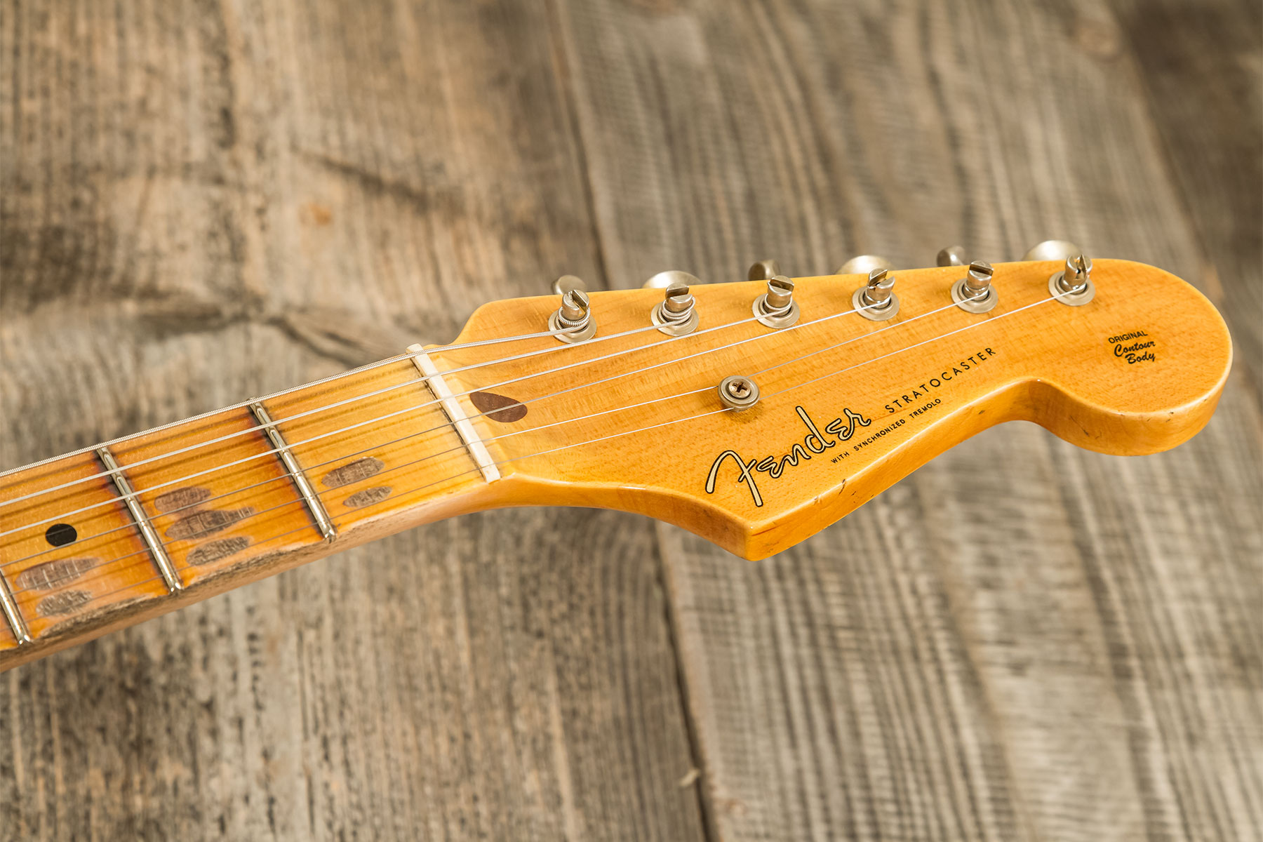 Fender Custom Shop Strat 1954 70th Anniv. 3s Trem Mn #xn4858 - Journeyman Relic 2-color Sunburst - Guitarra eléctrica con forma de str. - Variation 7