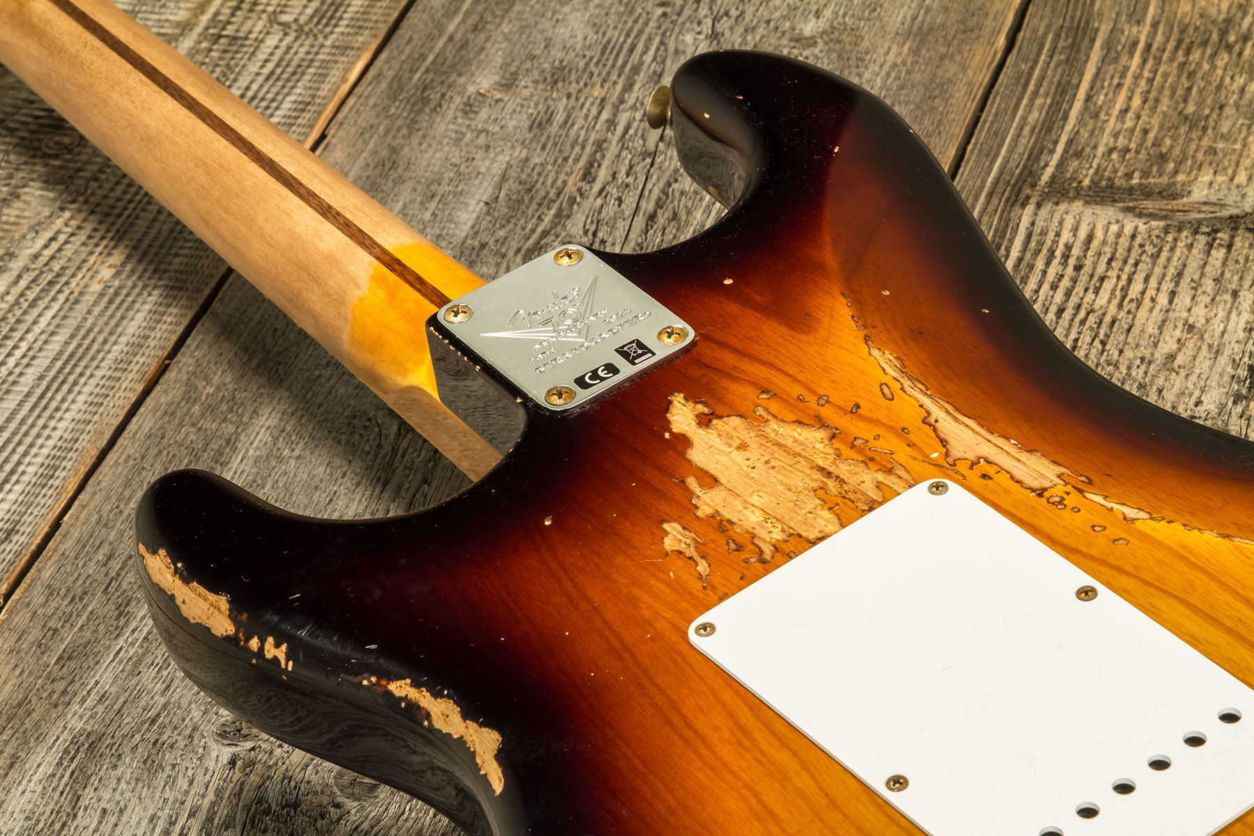 Fender Custom Shop Strat 1954 70th Anniv. 3s Trem Mn #xn4887 - Heavy Relic 2-color Sunburst - Guitarra eléctrica con forma de str. - Variation 7