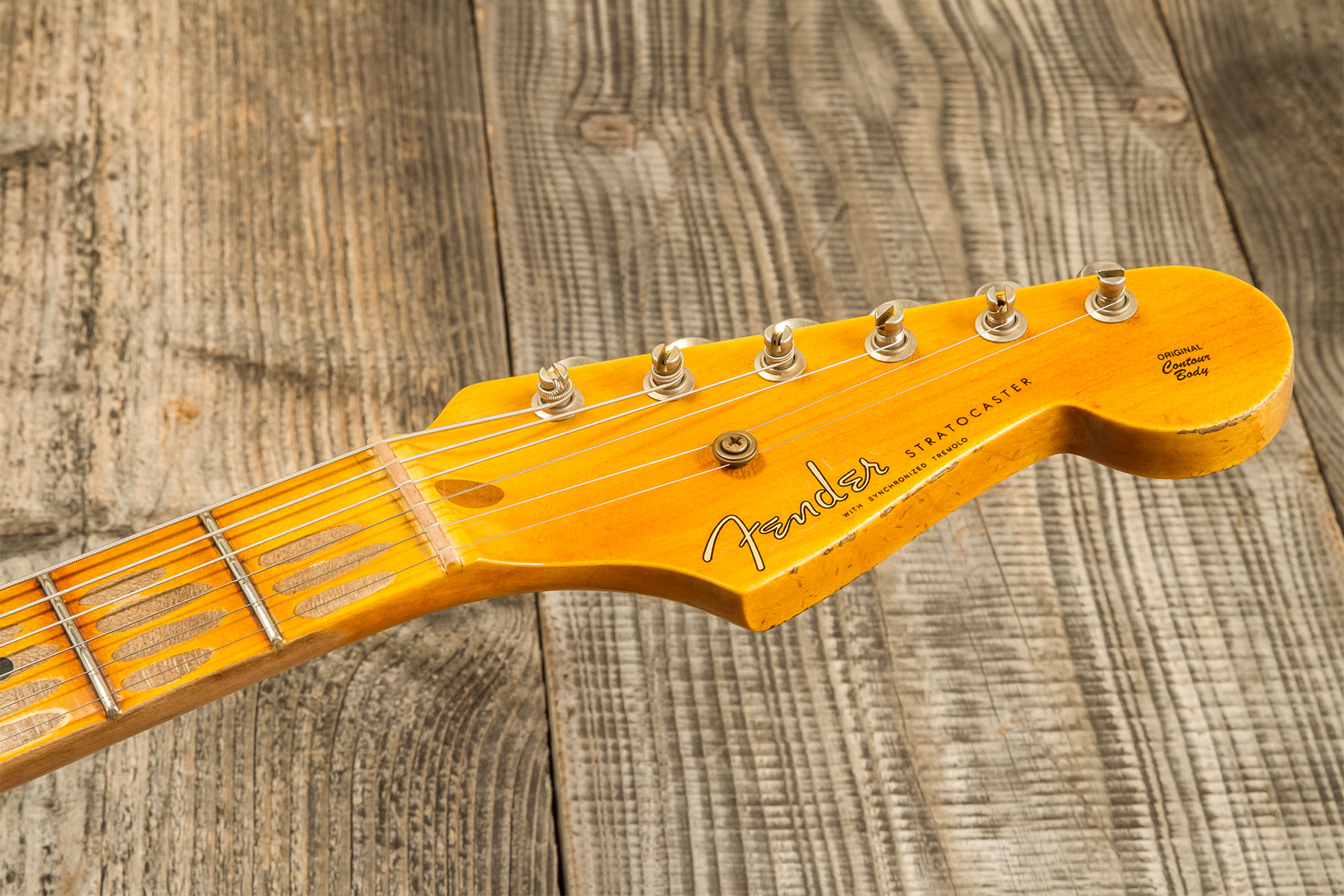 Fender Custom Shop Strat 1954 70th Anniv. 3s Trem Mn #xn4887 - Heavy Relic 2-color Sunburst - Guitarra eléctrica con forma de str. - Variation 8