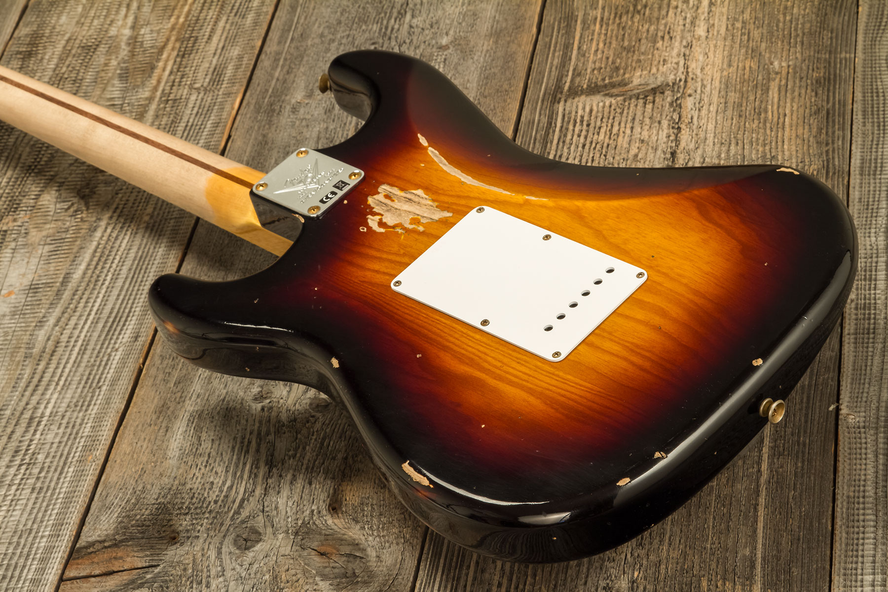 Fender Custom Shop Strat 1954 70th Anniv. 3s Trem Mn #xn4888 - Heavy Relic 2-color Sunburst - Guitarra eléctrica con forma de str. - Variation 5