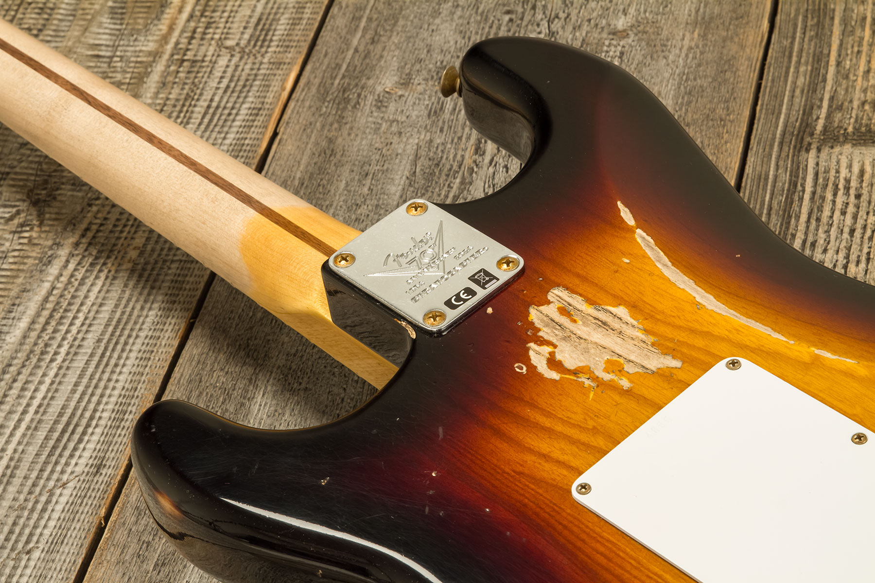 Fender Custom Shop Strat 1954 70th Anniv. 3s Trem Mn #xn4888 - Heavy Relic 2-color Sunburst - Guitarra eléctrica con forma de str. - Variation 6
