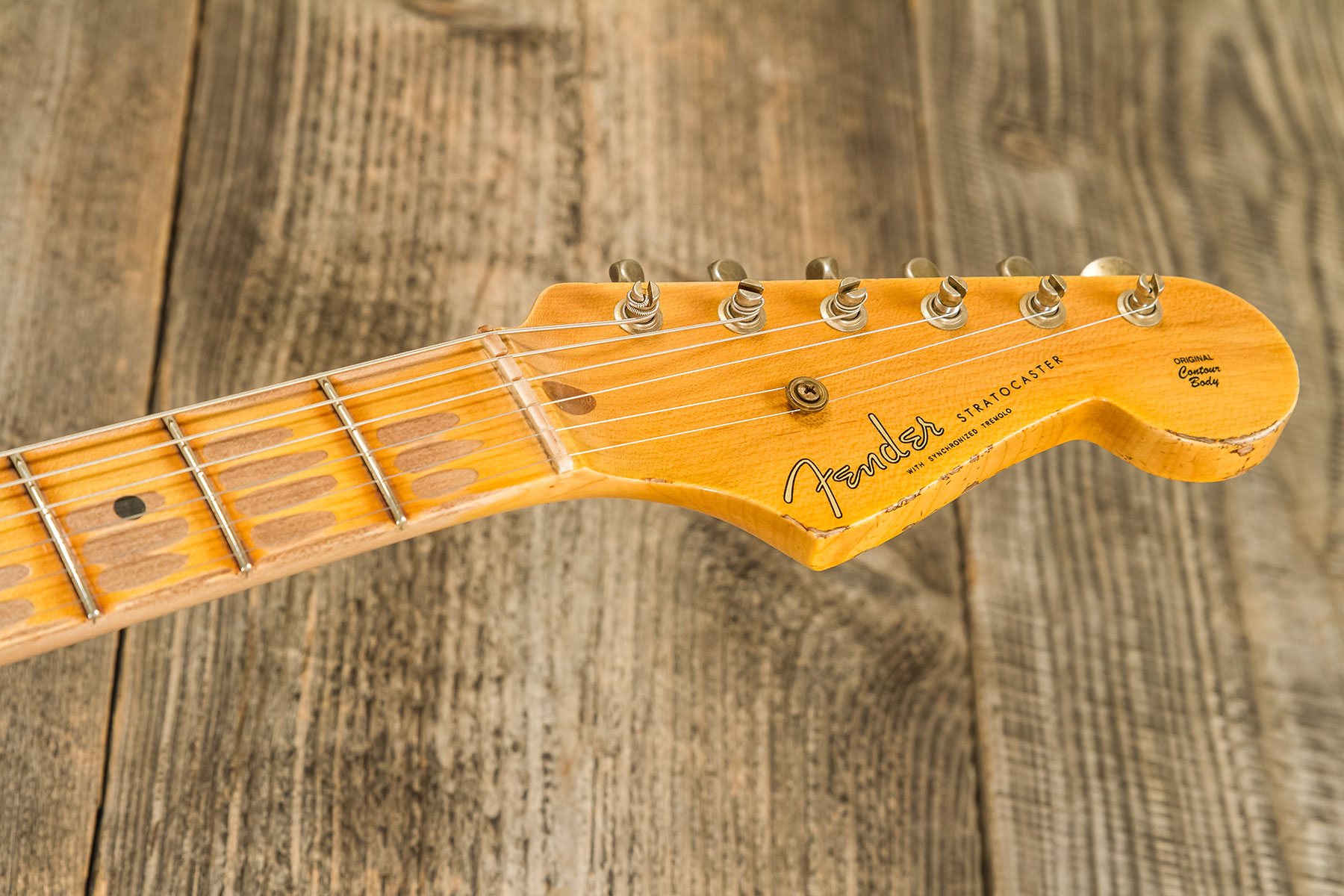 Fender Custom Shop Strat 1954 70th Anniv. 3s Trem Mn #xn4888 - Heavy Relic 2-color Sunburst - Guitarra eléctrica con forma de str. - Variation 7