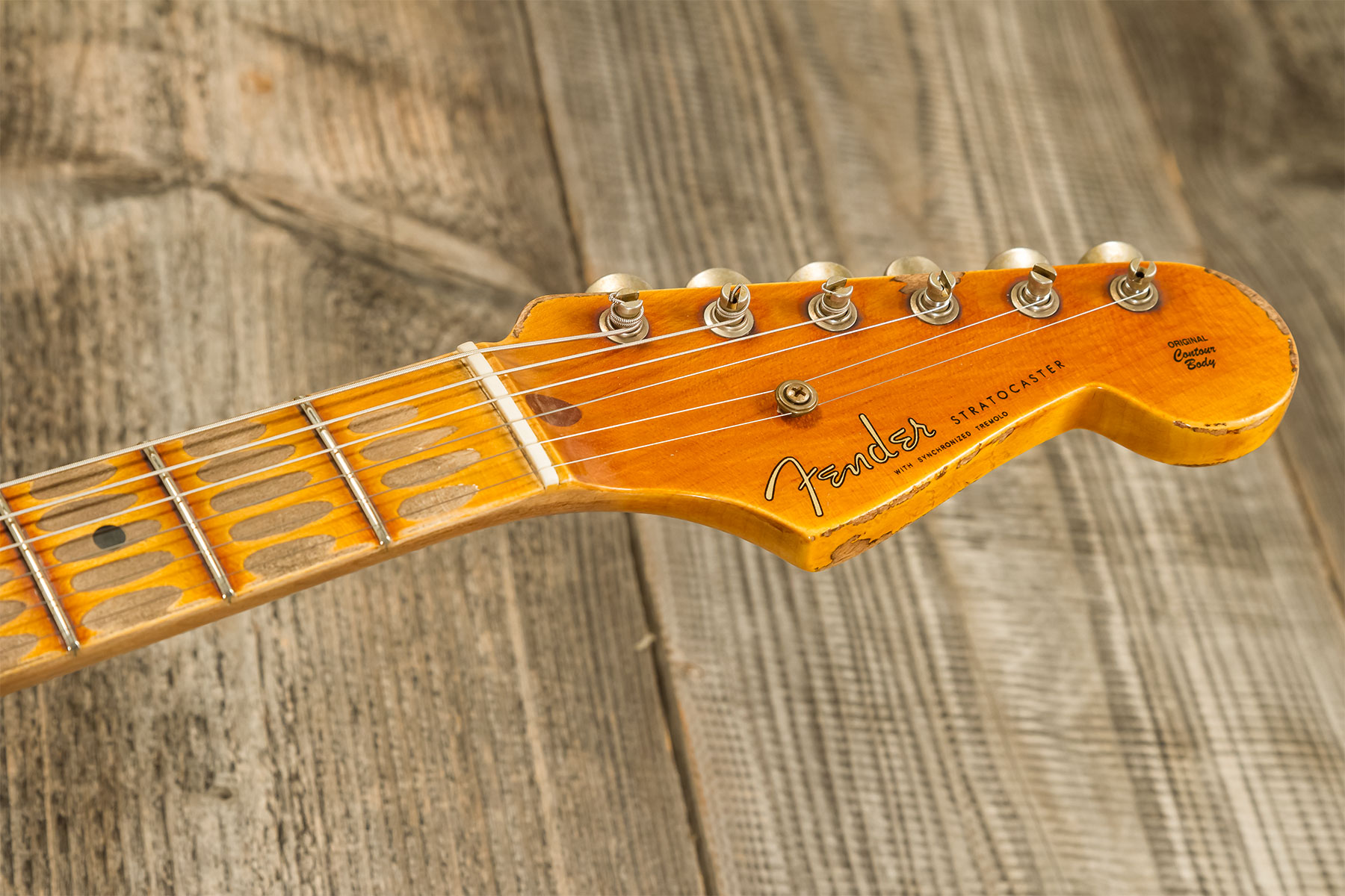 Fender Custom Shop Strat 1954 70th Anniv. 3s Trem Mn #xn4889 - Super Heavy Relic 2-color Sunburst - Guitarra eléctrica con forma de str. - Variation 9