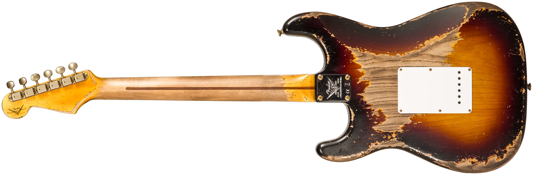 Fender Custom Shop Strat 1954 70th Anniv. 3s Trem Mn #xn4889 - Super Heavy Relic 2-color Sunburst - Guitarra eléctrica con forma de str. - Variation 1