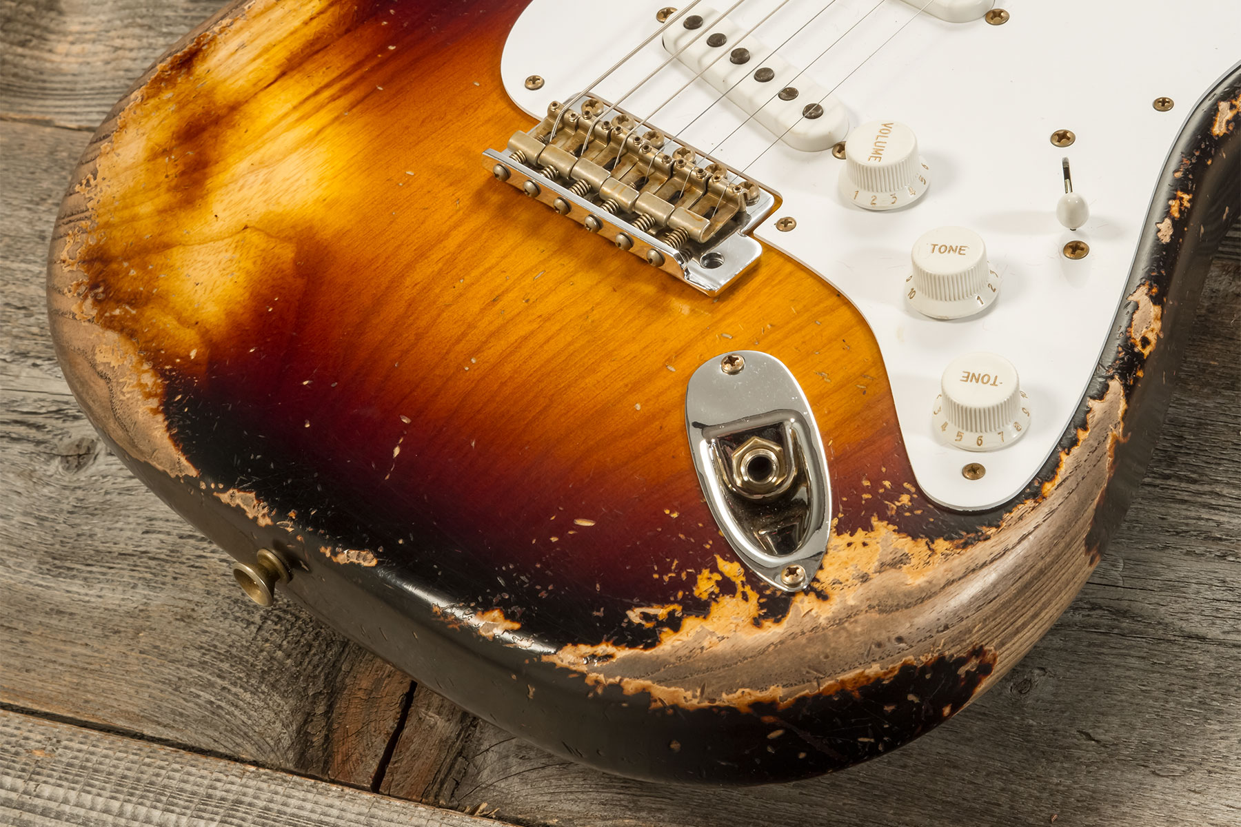 Fender Custom Shop Strat 1954 70th Anniv. 3s Trem Mn #xn4889 - Super Heavy Relic 2-color Sunburst - Guitarra eléctrica con forma de str. - Variation 3