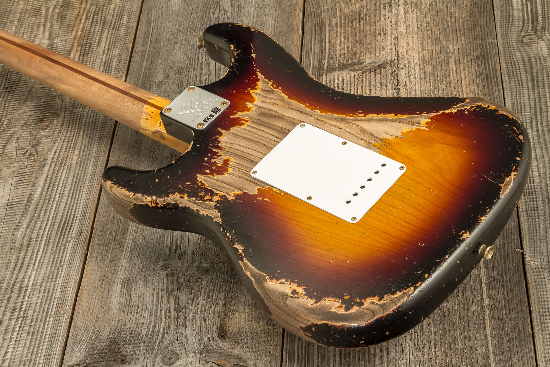 Fender Custom Shop Strat 1954 70th Anniv. 3s Trem Mn #xn4889 - Super Heavy Relic 2-color Sunburst - Guitarra eléctrica con forma de str. - Variation 6