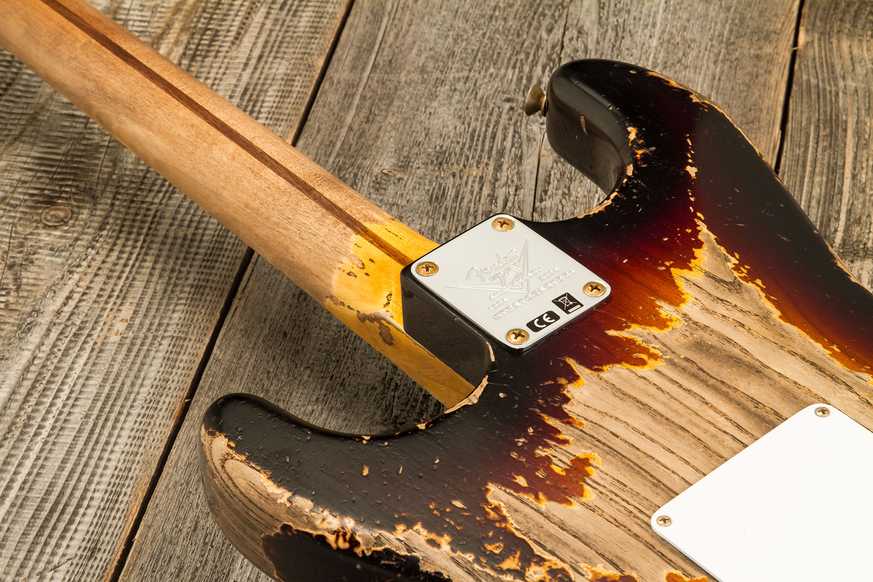 Fender Custom Shop Strat 1954 70th Anniv. 3s Trem Mn #xn4889 - Super Heavy Relic 2-color Sunburst - Guitarra eléctrica con forma de str. - Variation 8