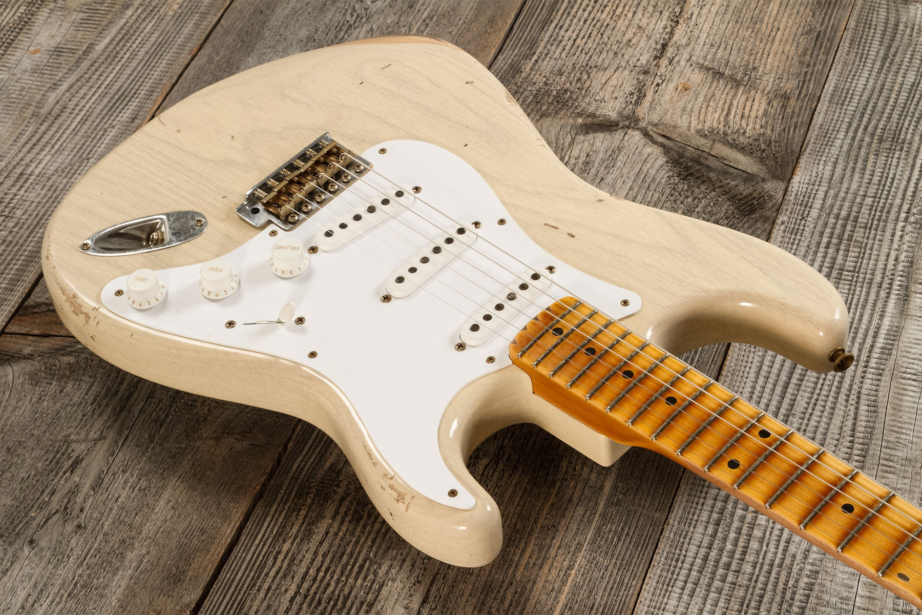 Fender Custom Shop Strat 1954 70th Anniv. 3s Trem Mn #xn5051 - Relic Vintage Blonde - Guitarra eléctrica con forma de str. - Variation 2