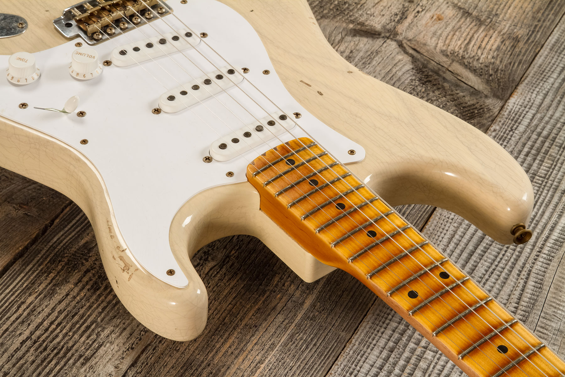 Fender Custom Shop Strat 1954 70th Anniv. 3s Trem Mn #xn5051 - Relic Vintage Blonde - Guitarra eléctrica con forma de str. - Variation 4