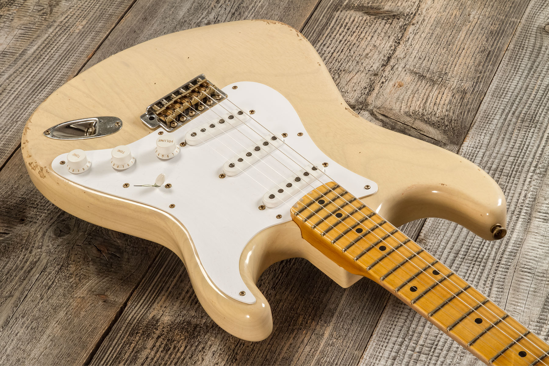 Fender Custom Shop Strat 1954 70th Anniv. 3s Trem Mn #xn5052 - Relic Vintage Blonde - Guitarra eléctrica con forma de str. - Variation 2