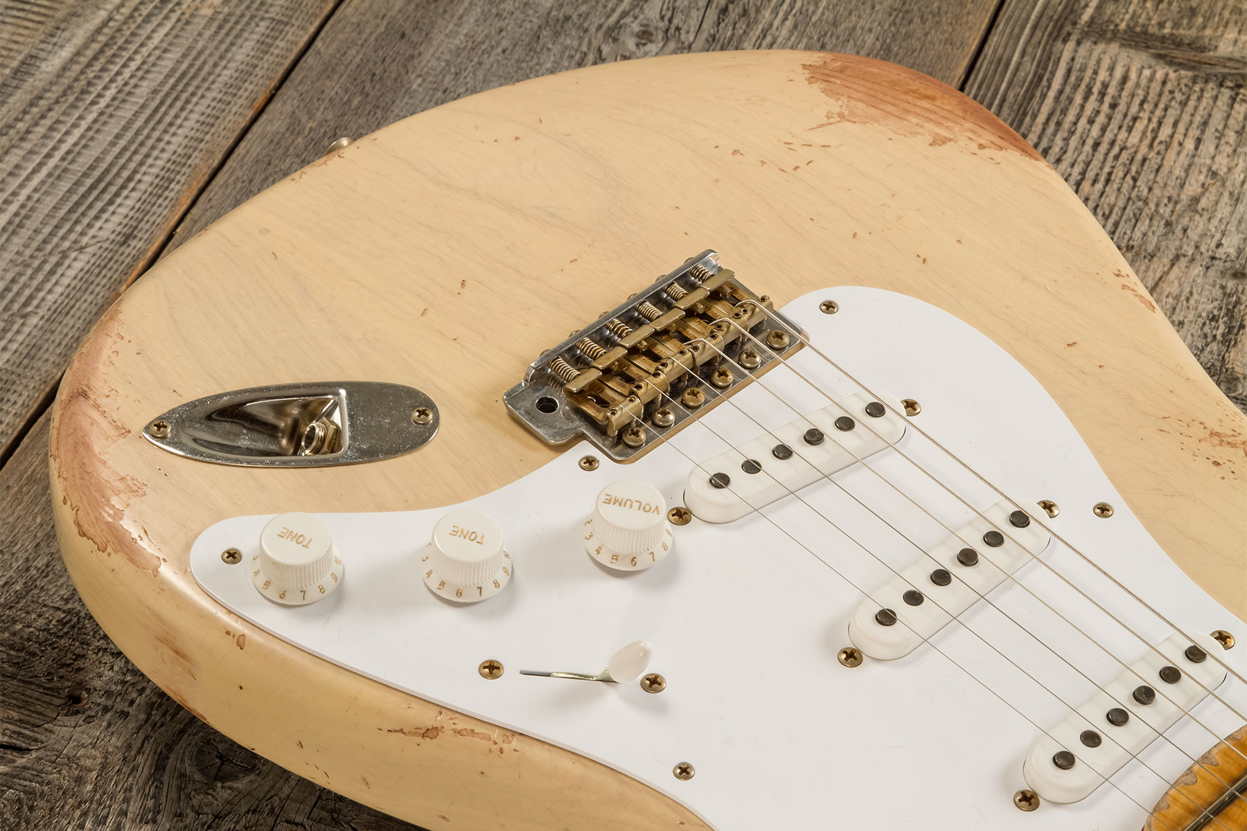 Fender Custom Shop Strat 1954 70th Anniv. 3s Trem Mn #xn5073 - Heavy Relic Vintage Blonde - Guitarra eléctrica con forma de str. - Variation 3