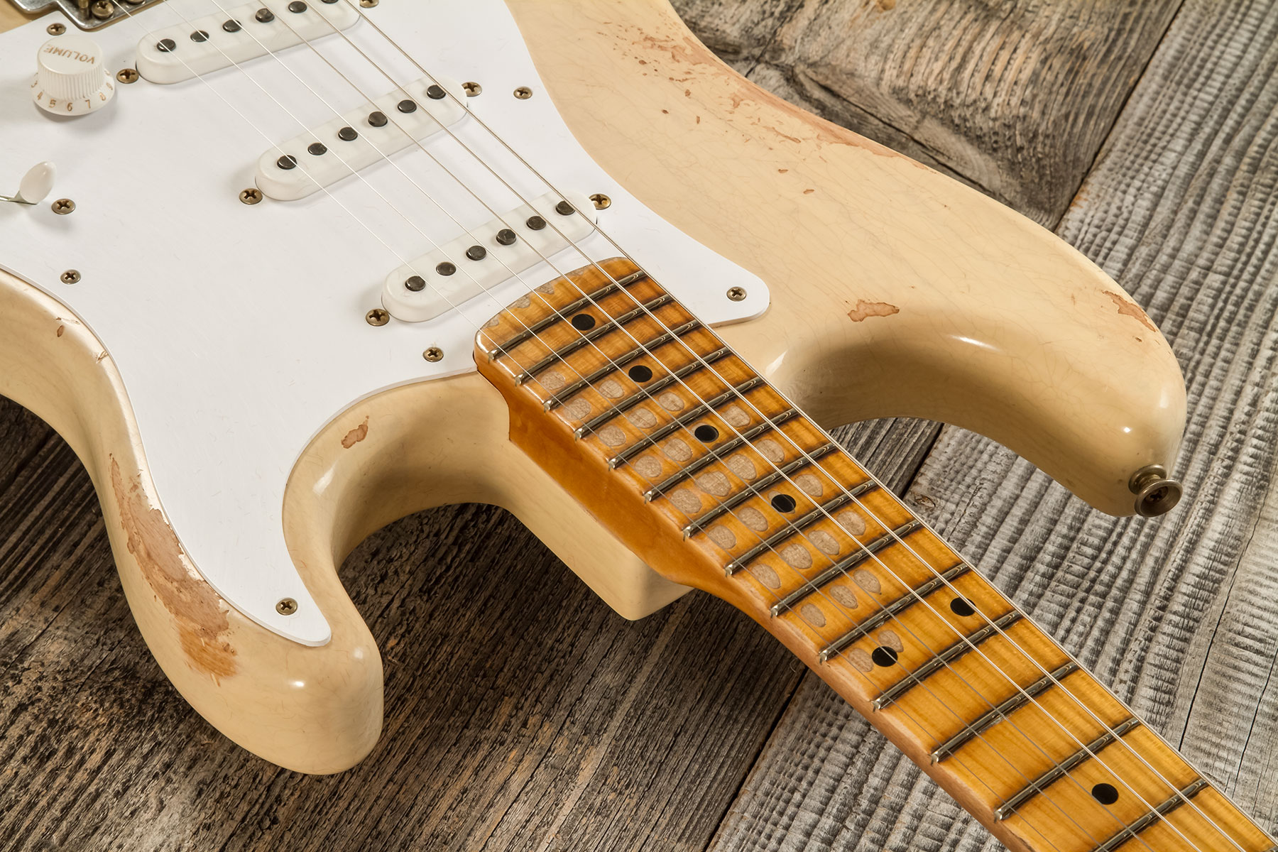 Fender Custom Shop Strat 1954 70th Anniv. 3s Trem Mn #xn5073 - Heavy Relic Vintage Blonde - Guitarra eléctrica con forma de str. - Variation 4