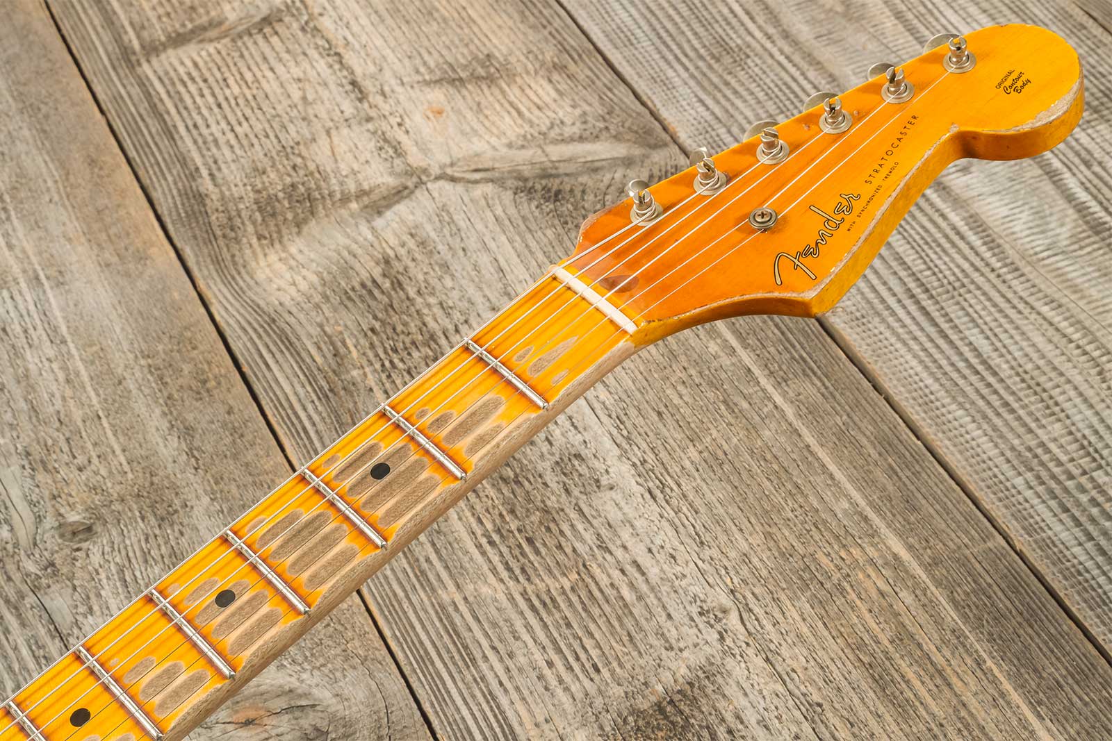Fender Custom Shop Strat 1954 70th Anniv. Mn #xn4378 - Super Heavy Relic 2-color Sunburst - Guitarra eléctrica con forma de str. - Variation 9
