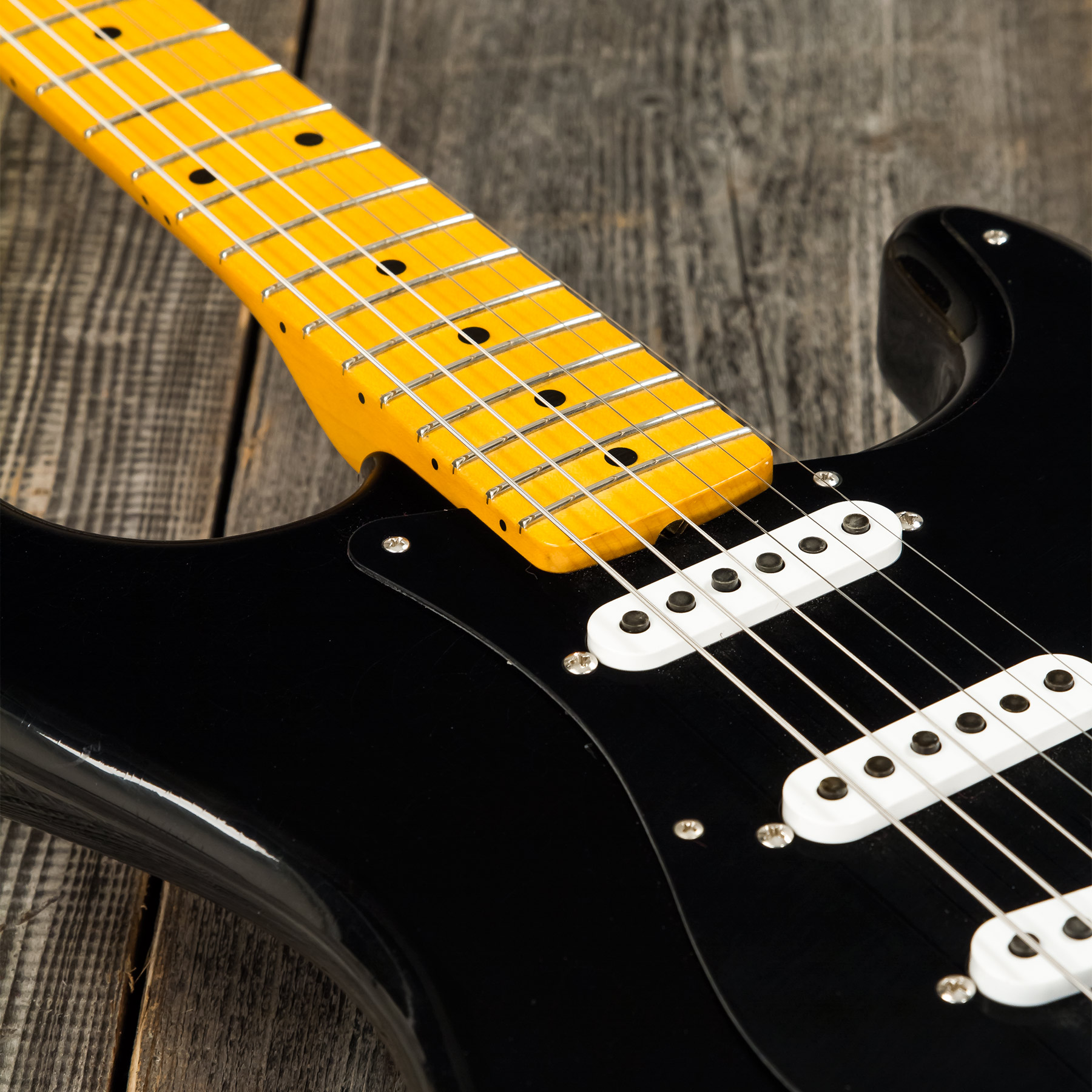 Fender Custom Shop Strat 1955 3s Trem Mn #r127877 - Closet Classic Black - Guitarra eléctrica con forma de str. - Variation 6