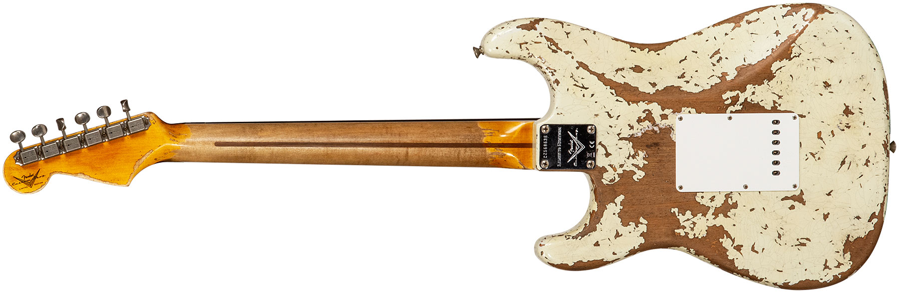 Fender Custom Shop Strat 1956 3s Trem Mn #cz568636 - Super Heavy Relic Aged India Ivory - Guitarra eléctrica con forma de str. - Variation 1