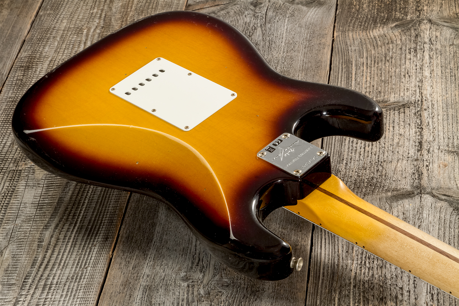 Fender Custom Shop Strat 1956 3s Trem Mn #cz570281 - Journeyman Relic Aged 2-color Sunburst - Guitarra eléctrica con forma de str. - Variation 5