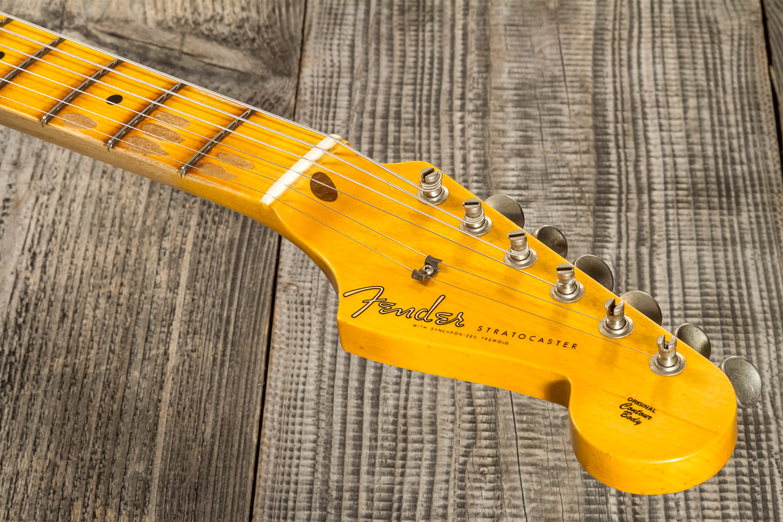 Fender Custom Shop Strat 1956 3s Trem Mn #cz570281 - Journeyman Relic Aged 2-color Sunburst - Guitarra eléctrica con forma de str. - Variation 6