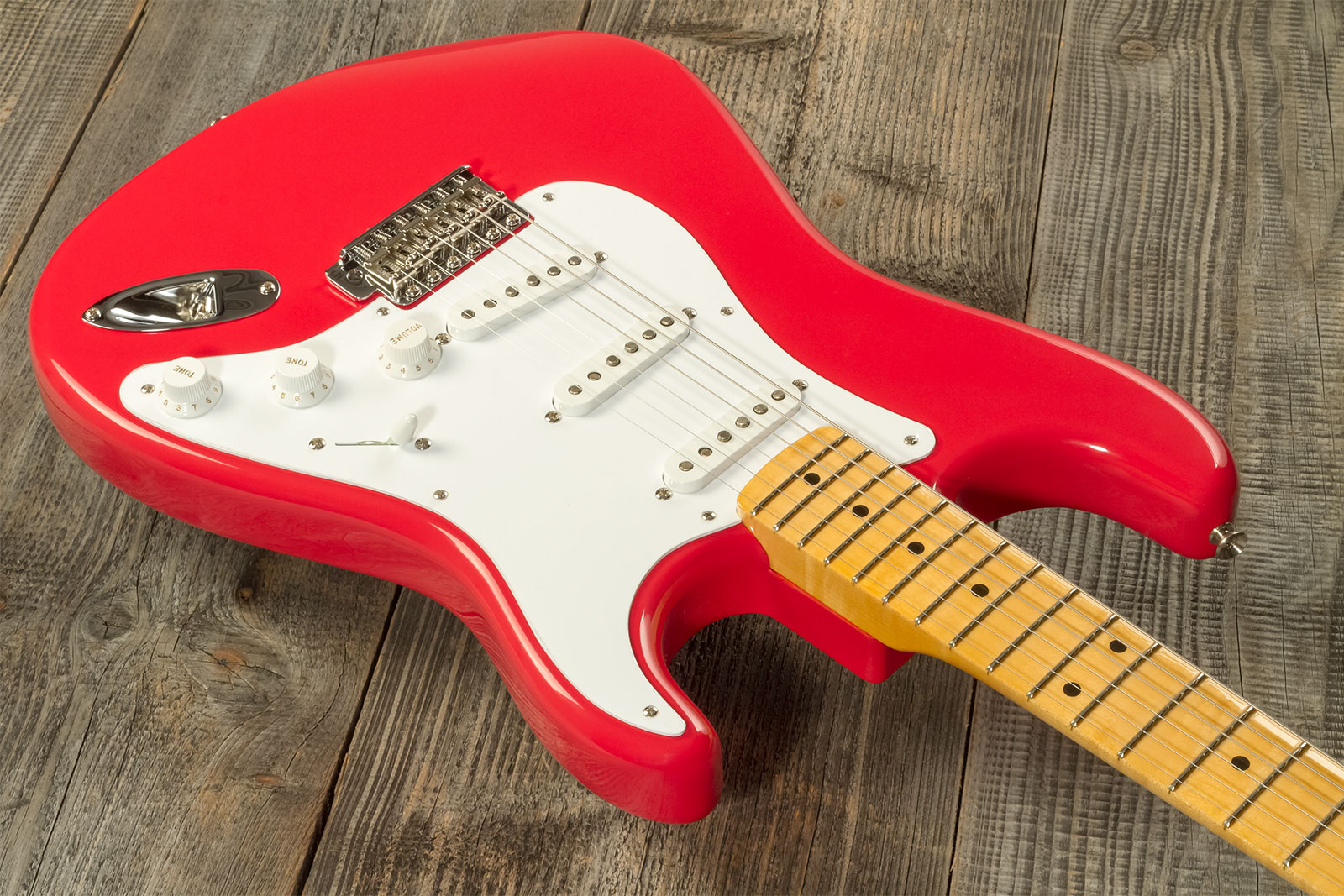 Fender Custom Shop Strat 1956 3s Trem Mn #r133022 - Nos Fiesta Red - Guitarra eléctrica con forma de str. - Variation 2