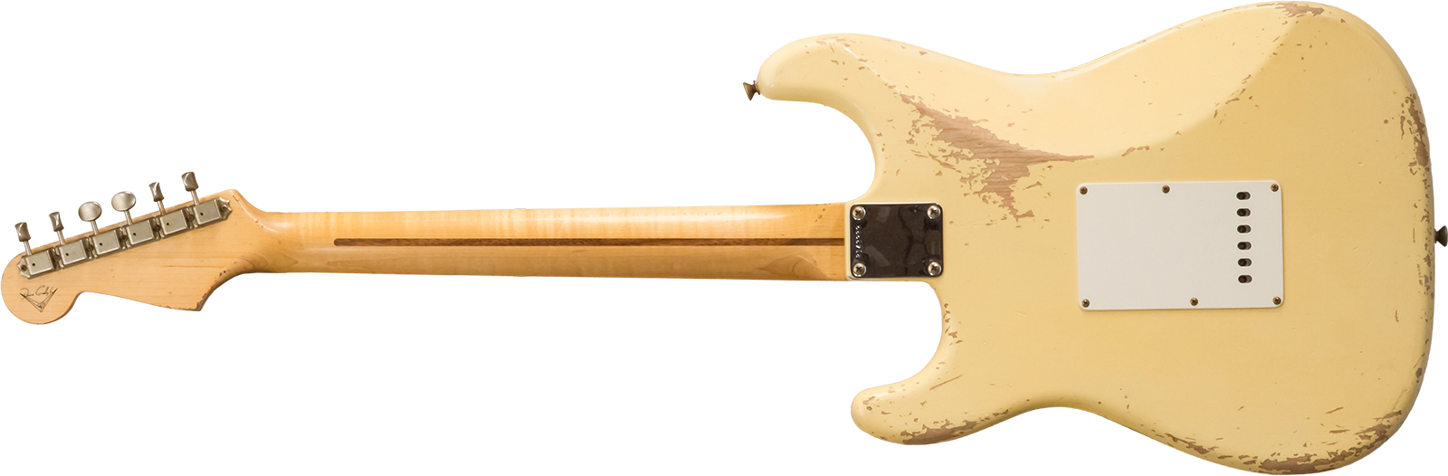 Fender Custom Shop Strat 1956 Hss Trem Mn #r143989 - Relic Vintage White - Guitarra eléctrica con forma de str. - Variation 1