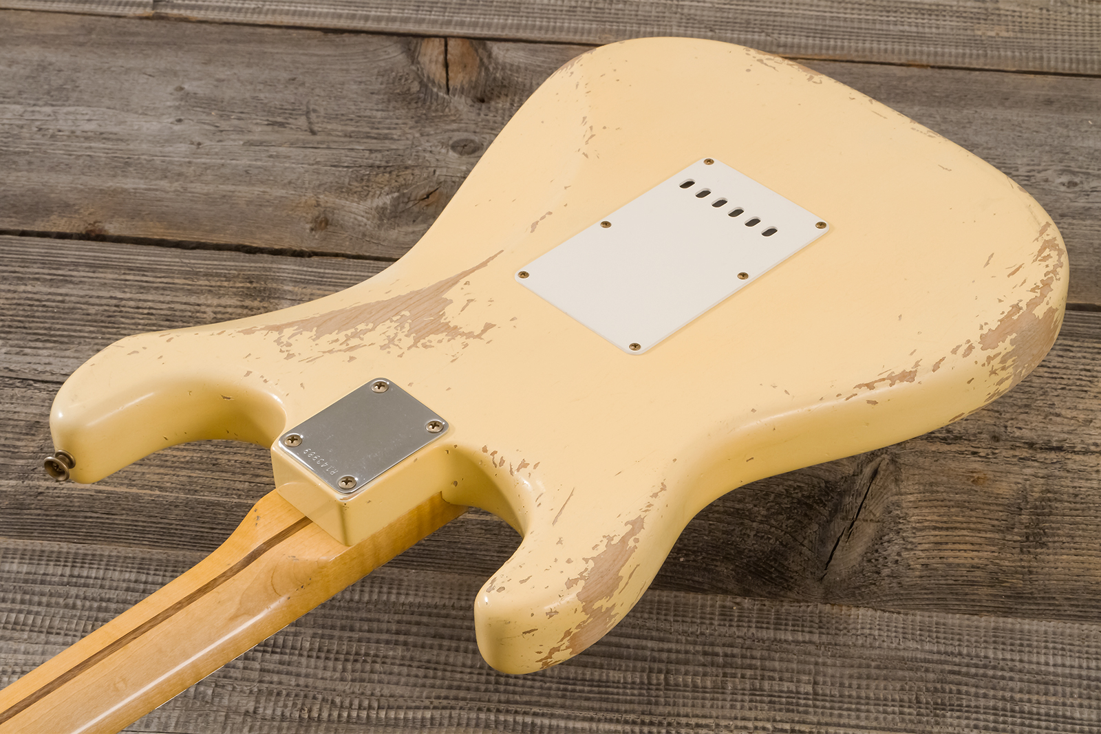 Fender Custom Shop Strat 1956 Hss Trem Mn #r143989 - Relic Vintage White - Guitarra eléctrica con forma de str. - Variation 6