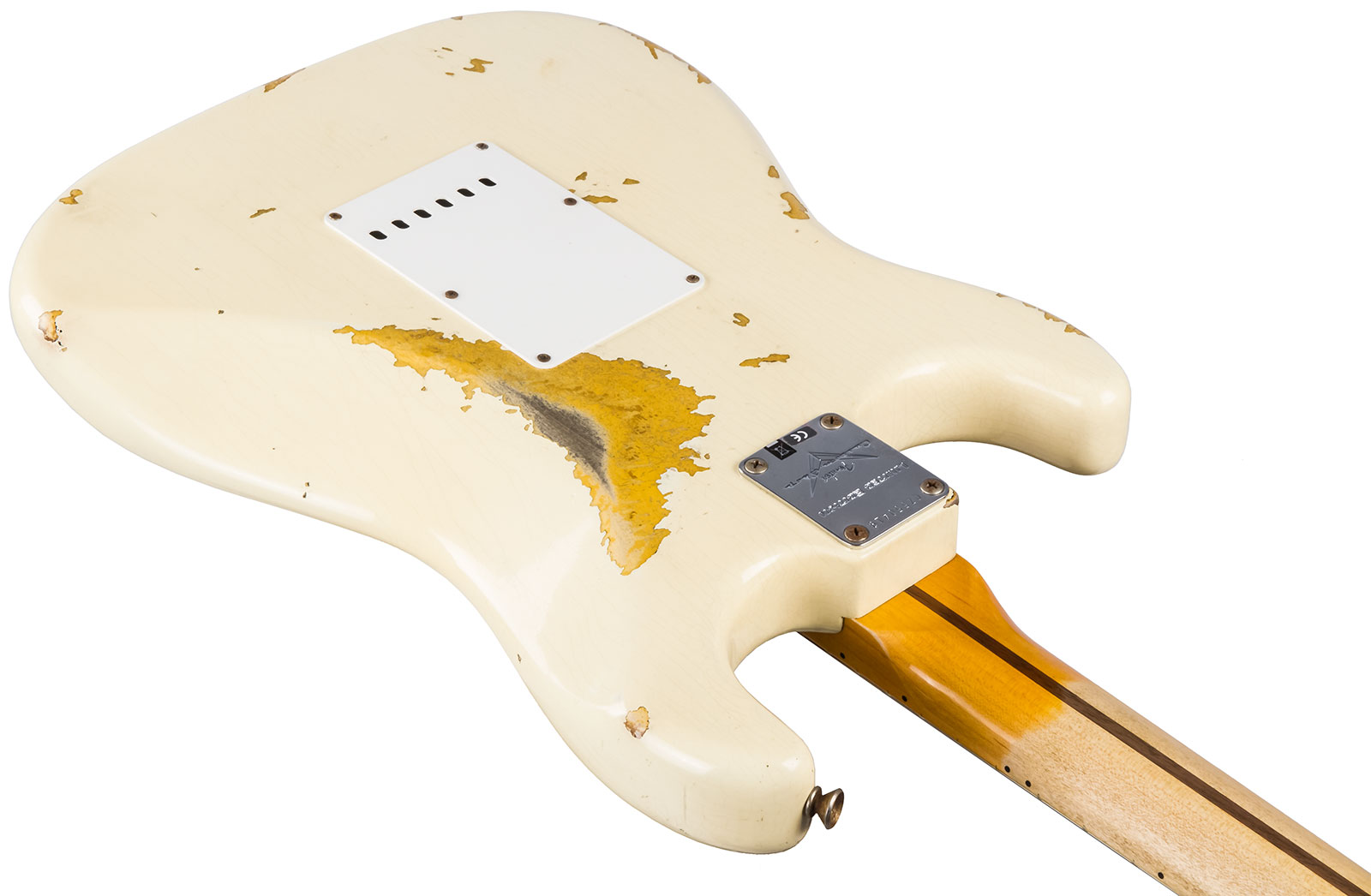 Fender Custom Shop Strat 1956 3s Trem Mn #cz550419 - Heavy Relic Vintage White Over Sunburst - Guitarra eléctrica con forma de tel - Variation 4