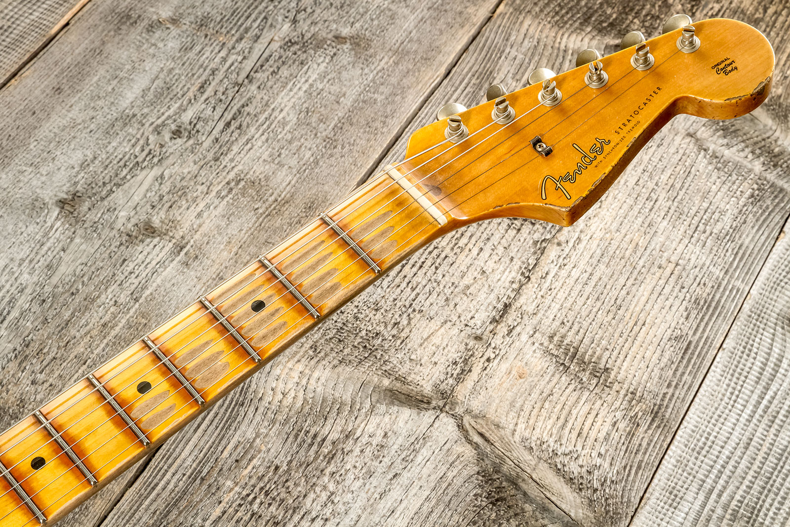 Fender Custom Shop Strat 1957 3s Trem Mn #cz575421 - Relic 2-color Sunburst - Guitarra eléctrica con forma de str. - Variation 7