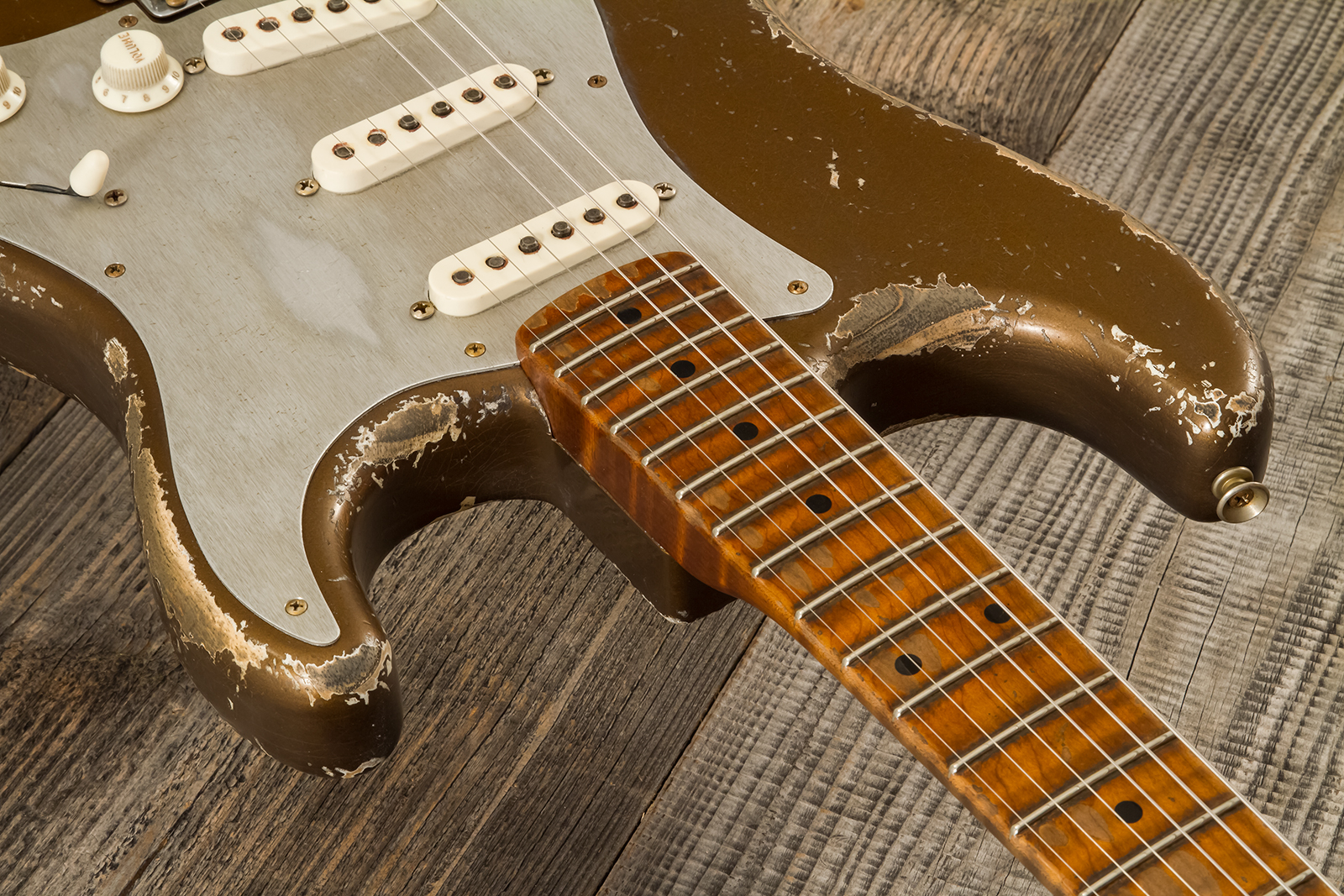Fender Custom Shop Strat 1957 Masterbuilt D.wilson 3s Trem Mn #cz578116 - Relic Bronze - Guitarra eléctrica con forma de str. - Variation 4