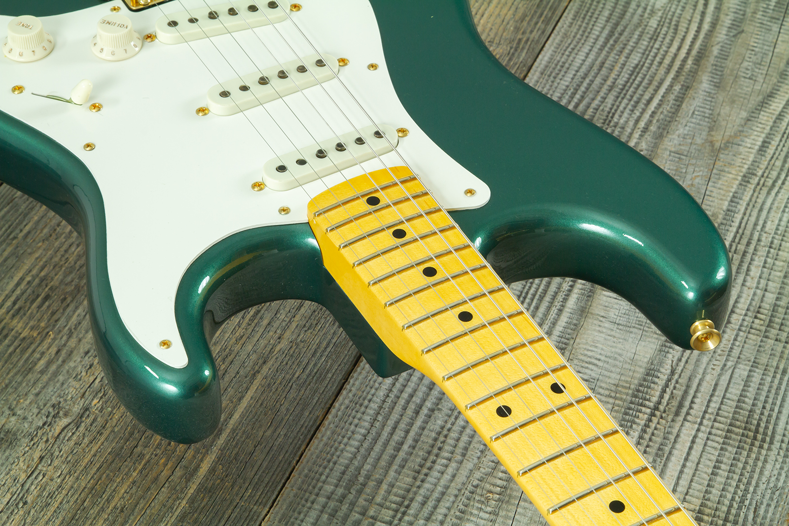 Fender Custom Shop Strat 1957 Vintage Custom 3s Trem Mn #r145062 - Time Capsule Sherwood Green Metallic - Guitarra eléctrica con forma de str. - Varia