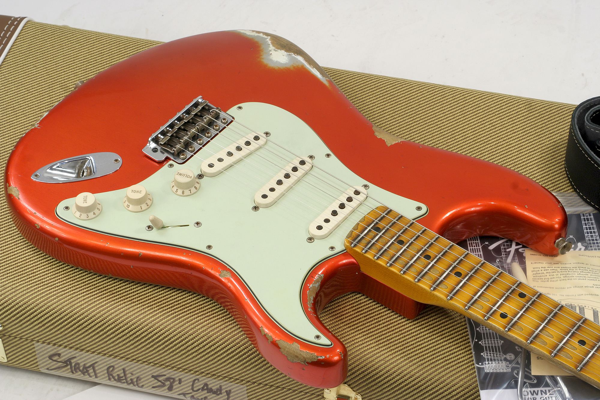 Fender Custom Shop Strat 1958 Mn R84229 - Heavy Relic, Candy Tangerine - Guitarra eléctrica con forma de str. - Variation 2