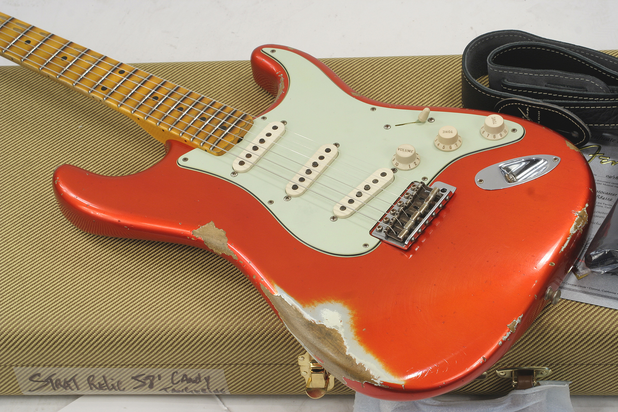 Fender Custom Shop Strat 1958 Mn R84229 - Heavy Relic, Candy Tangerine - Guitarra eléctrica con forma de str. - Variation 3