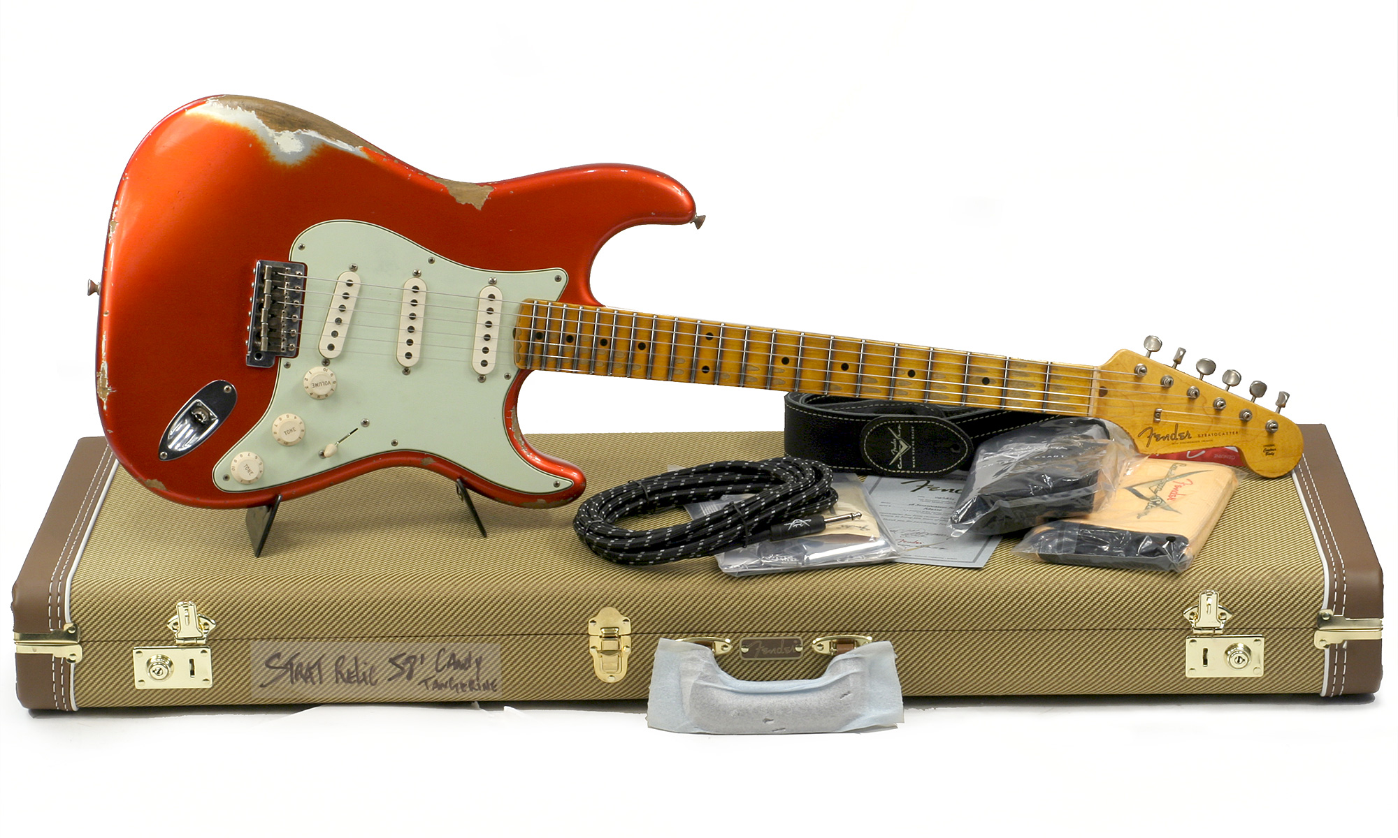 Fender Custom Shop Strat 1958 Mn R84229 - Heavy Relic, Candy Tangerine - Guitarra eléctrica con forma de str. - Main picture