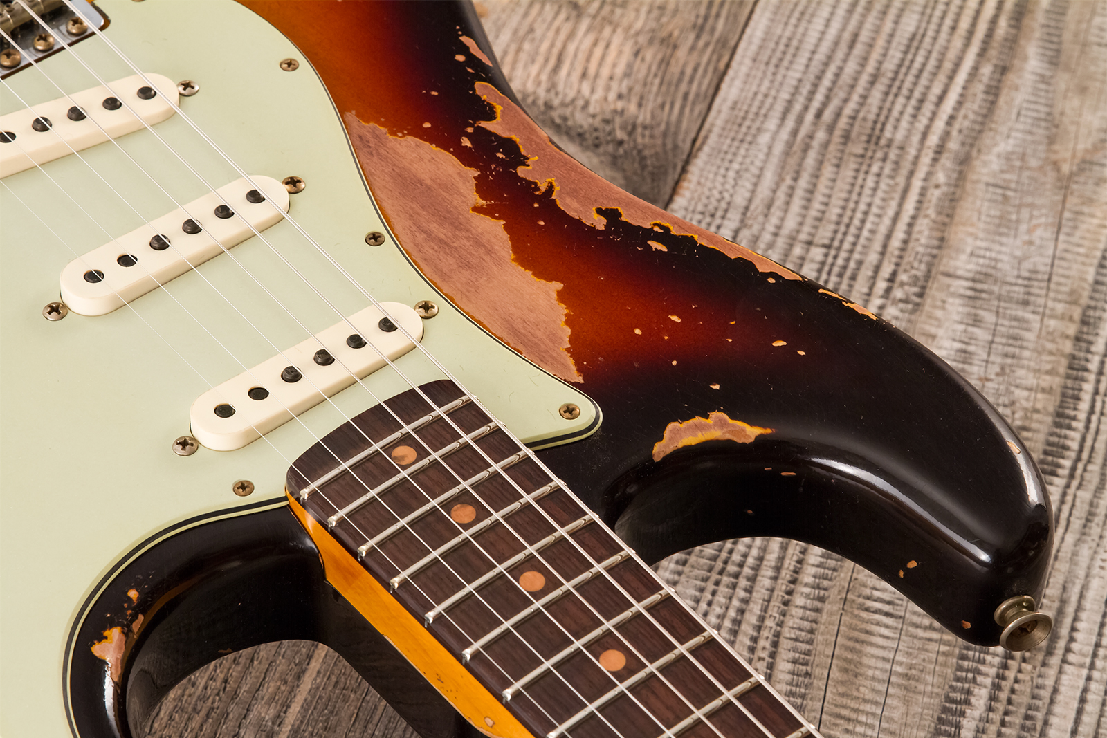 Fender Custom Shop Strat 1959 3s Trem #cz583182 - Super Heavy Relic Chocolate 3-color Sunburst - Guitarra eléctrica con forma de str. - Variation 6