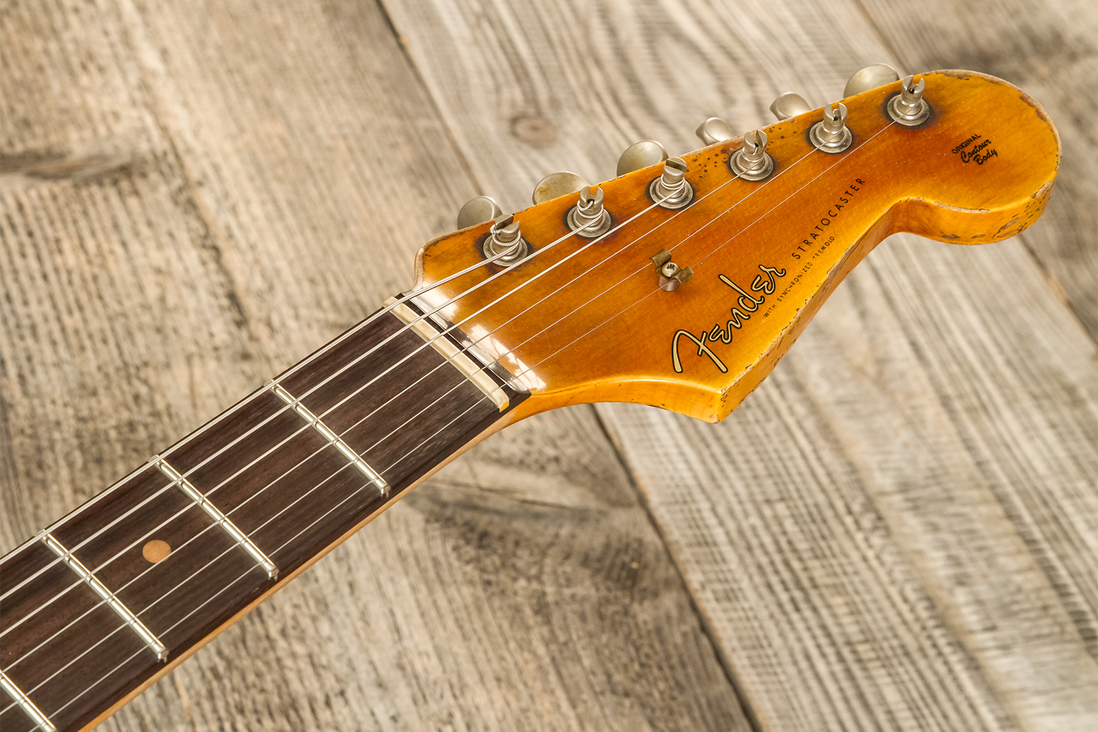 Fender Custom Shop Strat 1959 3s Trem #cz583182 - Super Heavy Relic Chocolate 3-color Sunburst - Guitarra eléctrica con forma de str. - Variation 8