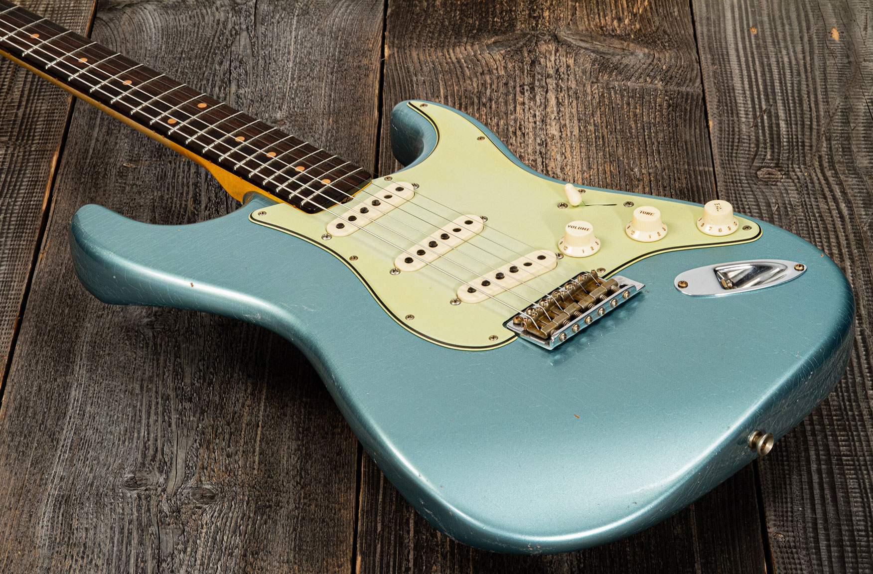 Fender Custom Shop Strat 1959 3s Trem Rw #cz566857 - Journeyman Relic Teal Green Metallic - Guitarra eléctrica con forma de str. - Variation 3