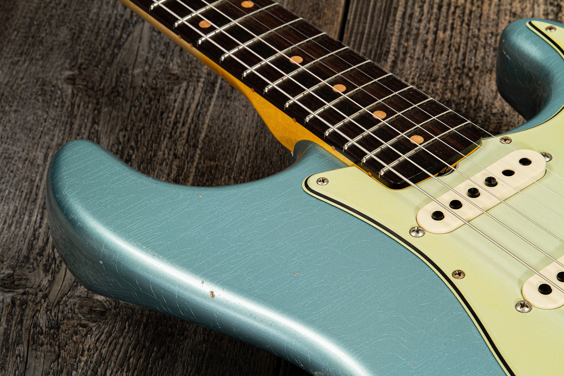Fender Custom Shop Strat 1959 3s Trem Rw #cz566857 - Journeyman Relic Teal Green Metallic - Guitarra eléctrica con forma de str. - Variation 4