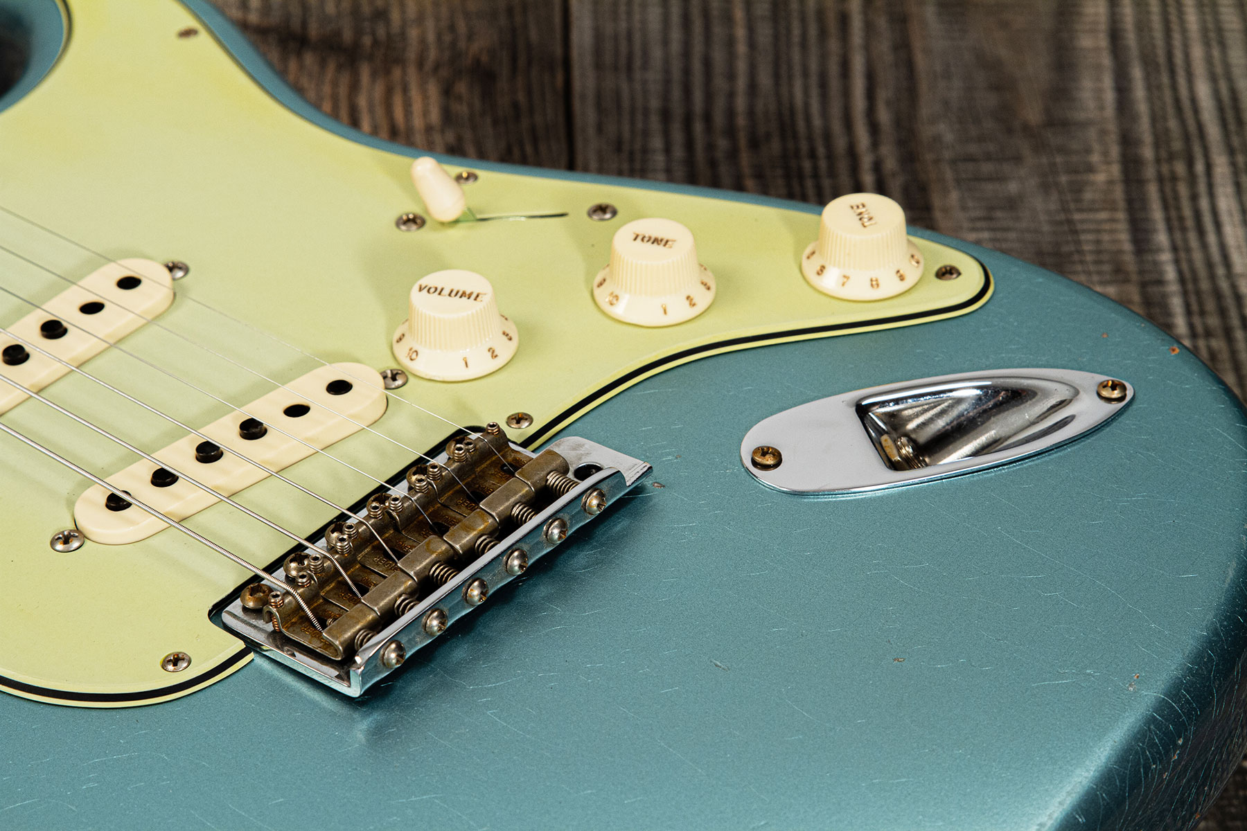 Fender Custom Shop Strat 1959 3s Trem Rw #cz566857 - Journeyman Relic Teal Green Metallic - Guitarra eléctrica con forma de str. - Variation 5