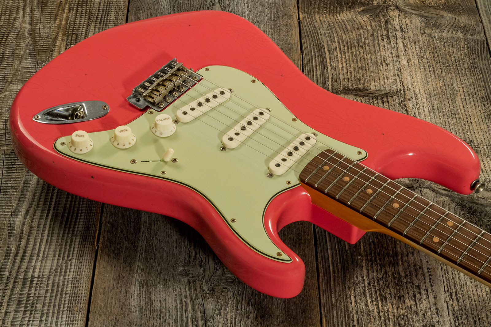 Fender Custom Shop Strat 1959 3s Trem Rw #cz569772 - Journeyman Relic Aged Fiesta Red - Guitarra eléctrica con forma de str. - Variation 2