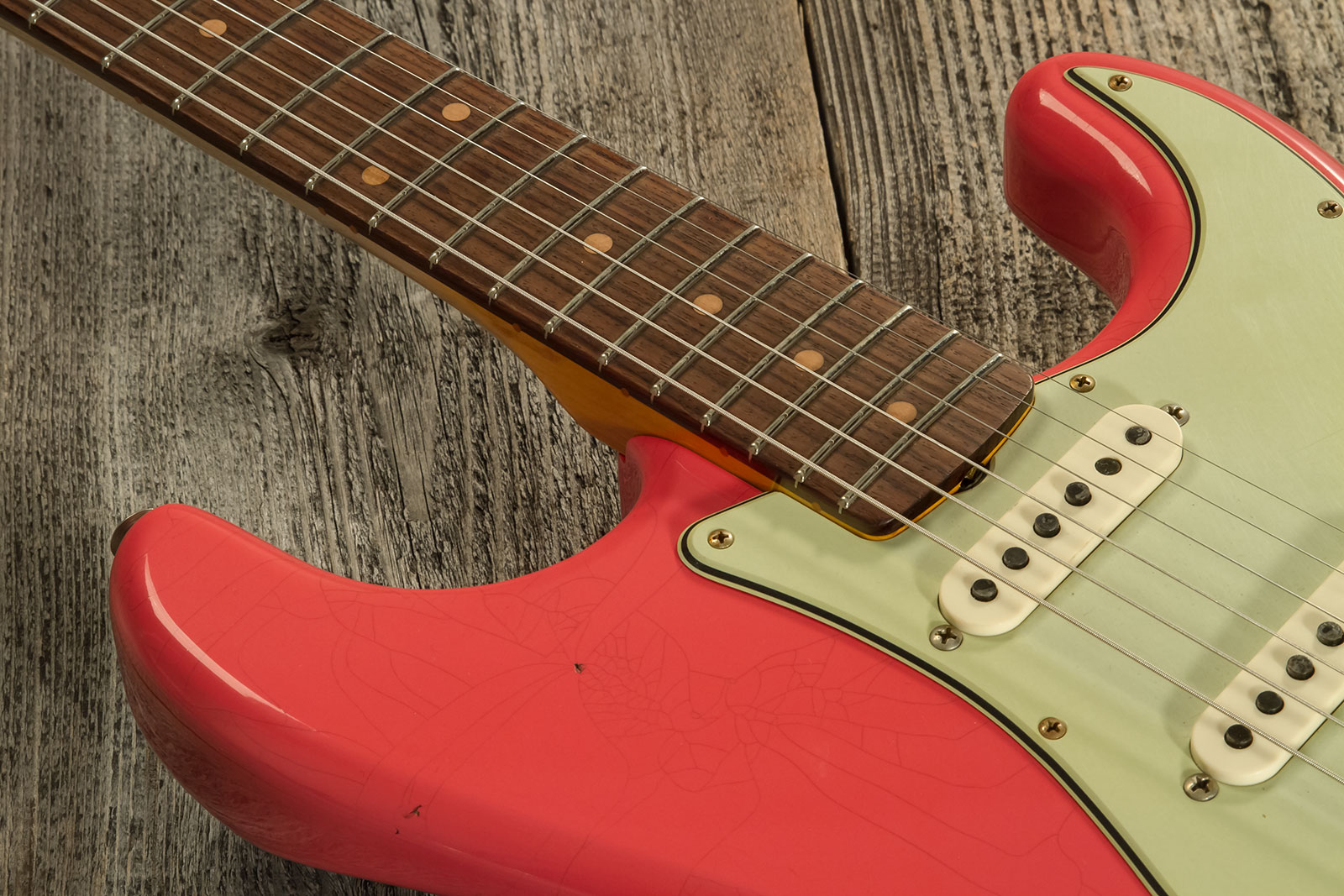 Fender Custom Shop Strat 1959 3s Trem Rw #cz569772 - Journeyman Relic Aged Fiesta Red - Guitarra eléctrica con forma de str. - Variation 3