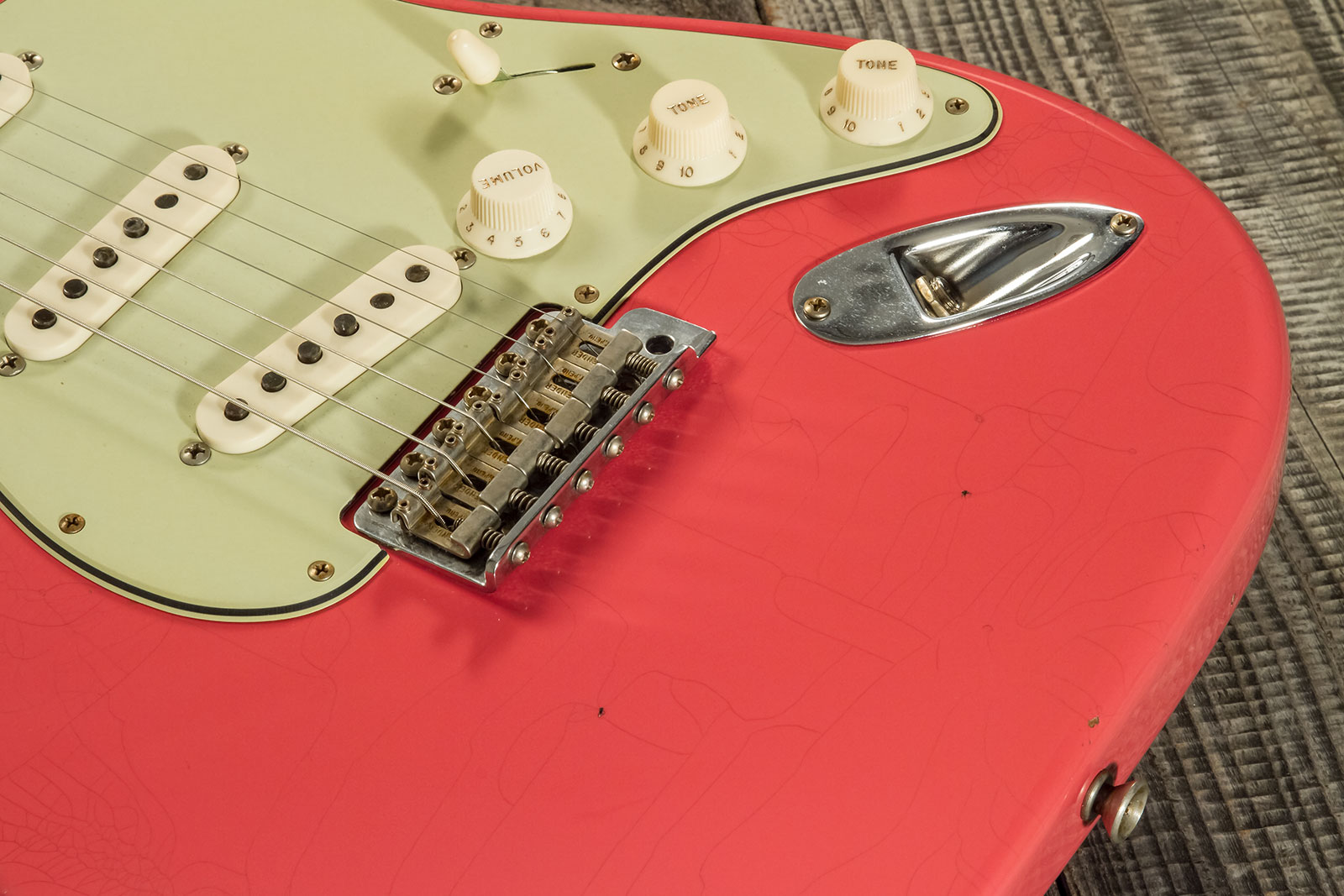 Fender Custom Shop Strat 1959 3s Trem Rw #cz569772 - Journeyman Relic Aged Fiesta Red - Guitarra eléctrica con forma de str. - Variation 4